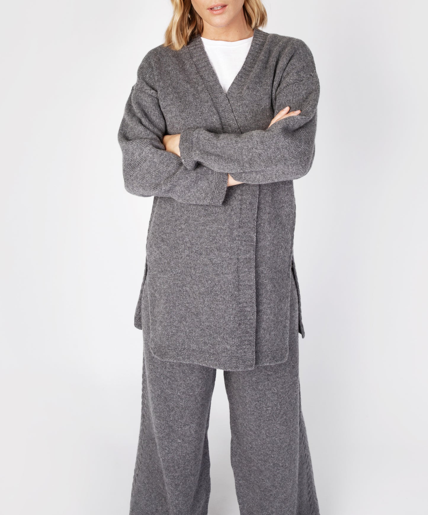 IrelandsEye Knitwear Jersey Edge to Edge Cardigan Smoke\