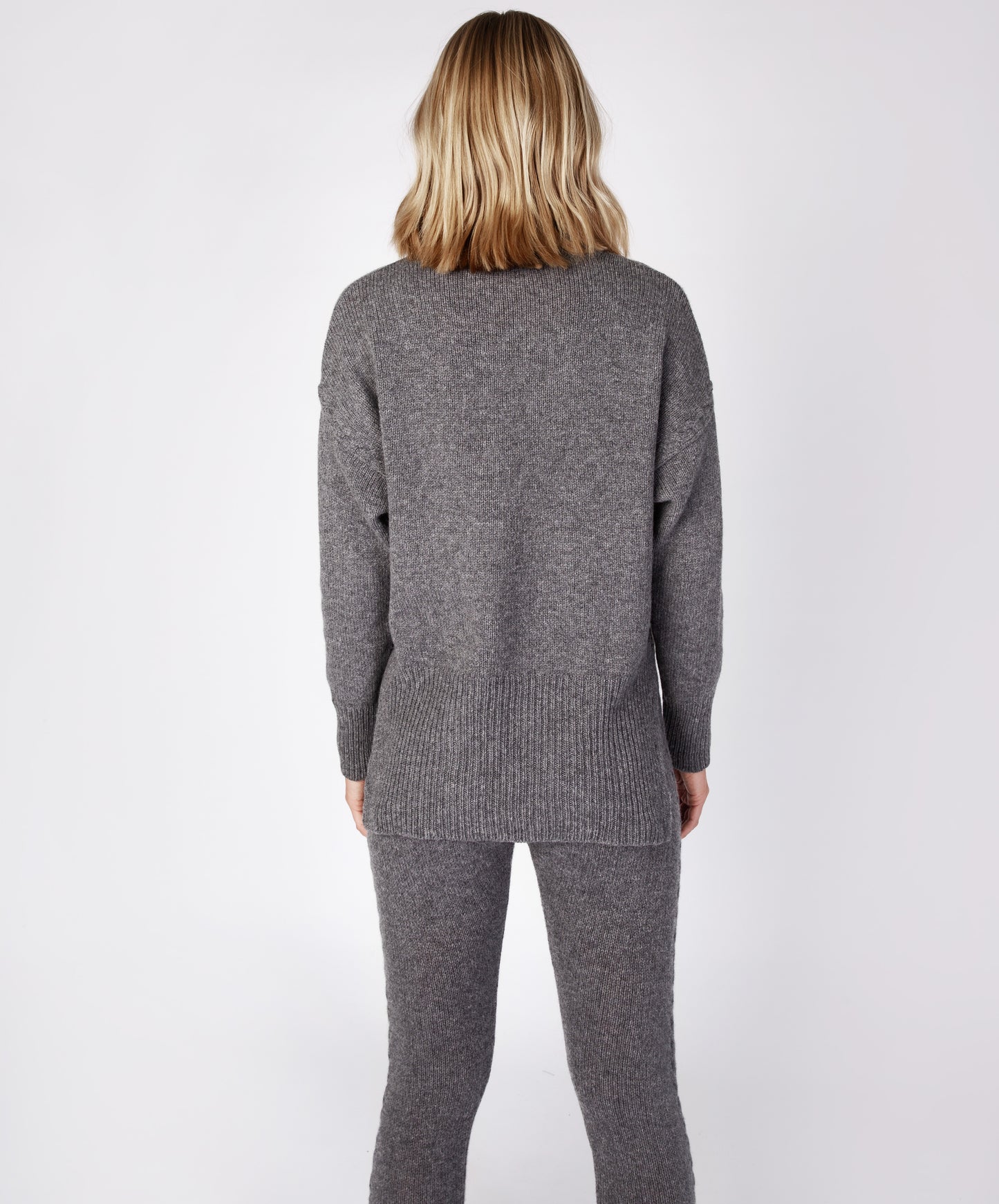 IrelandsEye Knitwear Funnel Neck Jersey Sweater Smoke