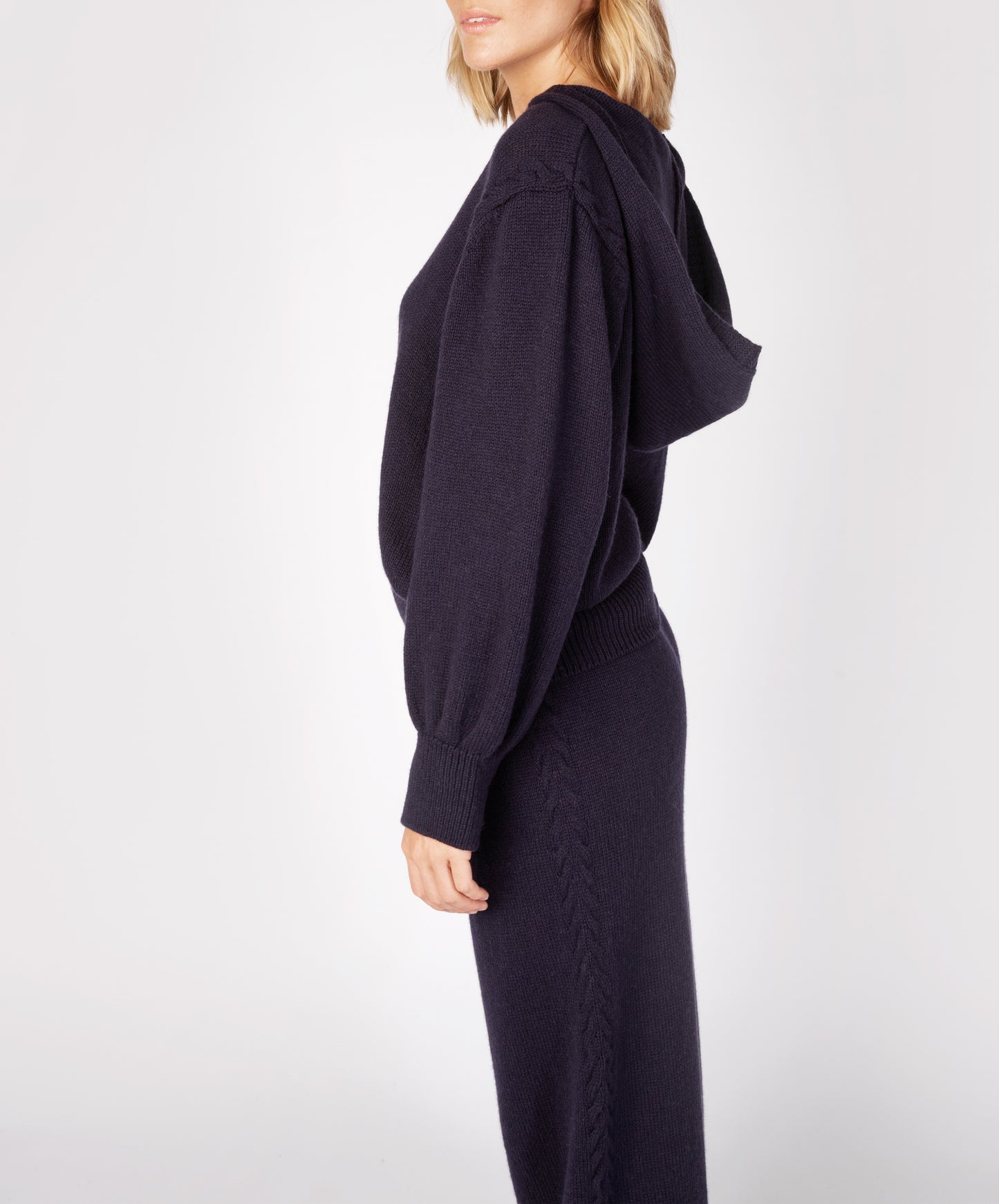 IrelandsEye Knitwear Jersey Cropped Hoodie Midnight Blue