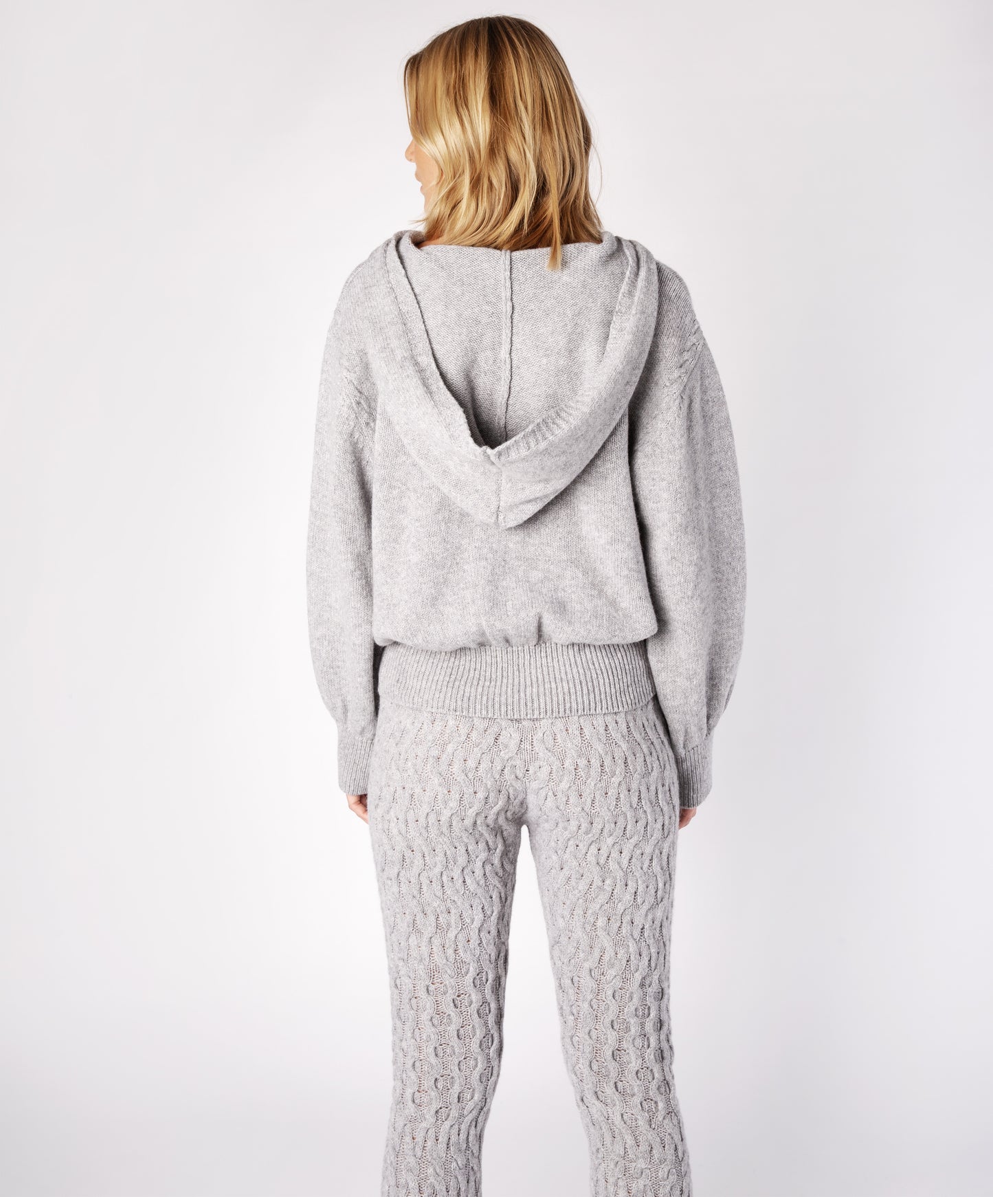 IrelandsEye Knitwear Jersey Cropped Hoodie Soft Grey