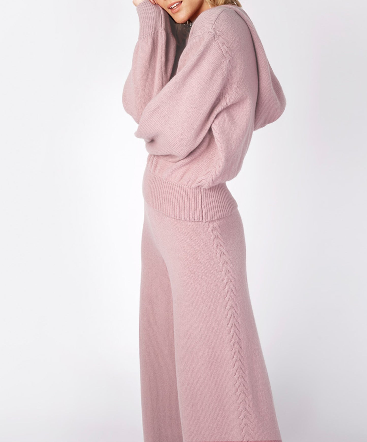 IrelandsEye Knitwear Jersey Cropped Hoodie Mauve