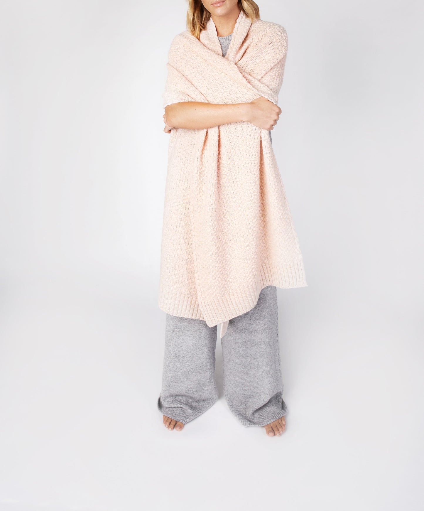 Überwurf mit Perlmustertextur, Opalrosa