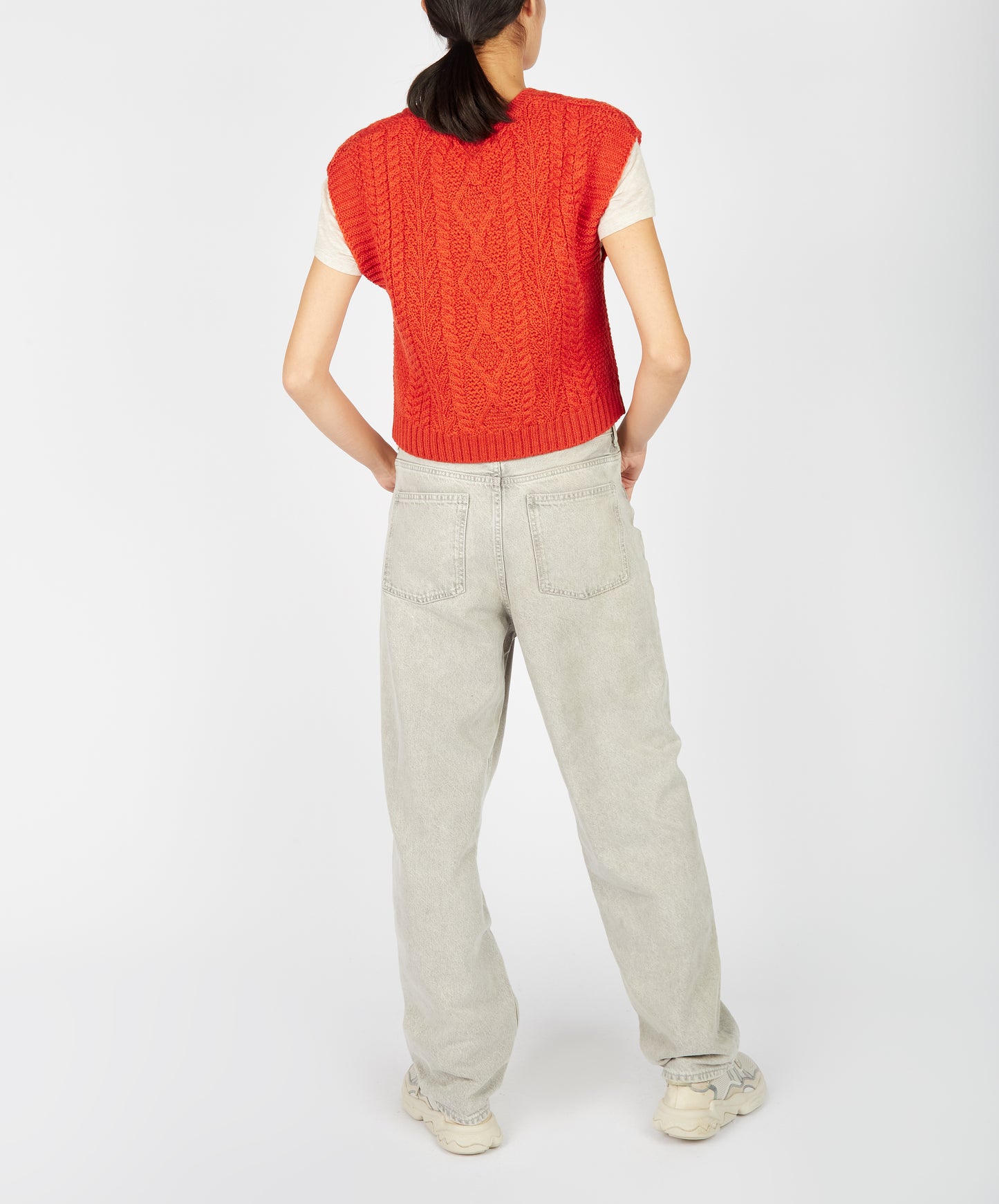 IrelandsEye Knitwear Sweetpea V-Neck Diamond Vest Orange Marl