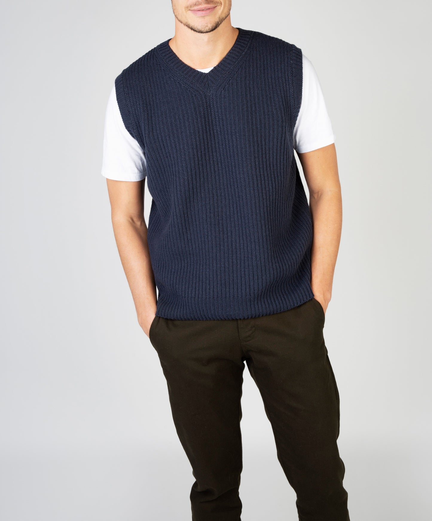 Pinstripe Vest Navy Sail
