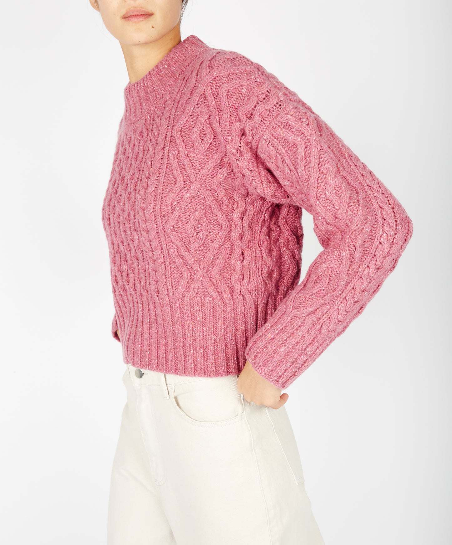 IrelandsEye Knitwear Liberty Diamond Crew Neck Bubblegum pink