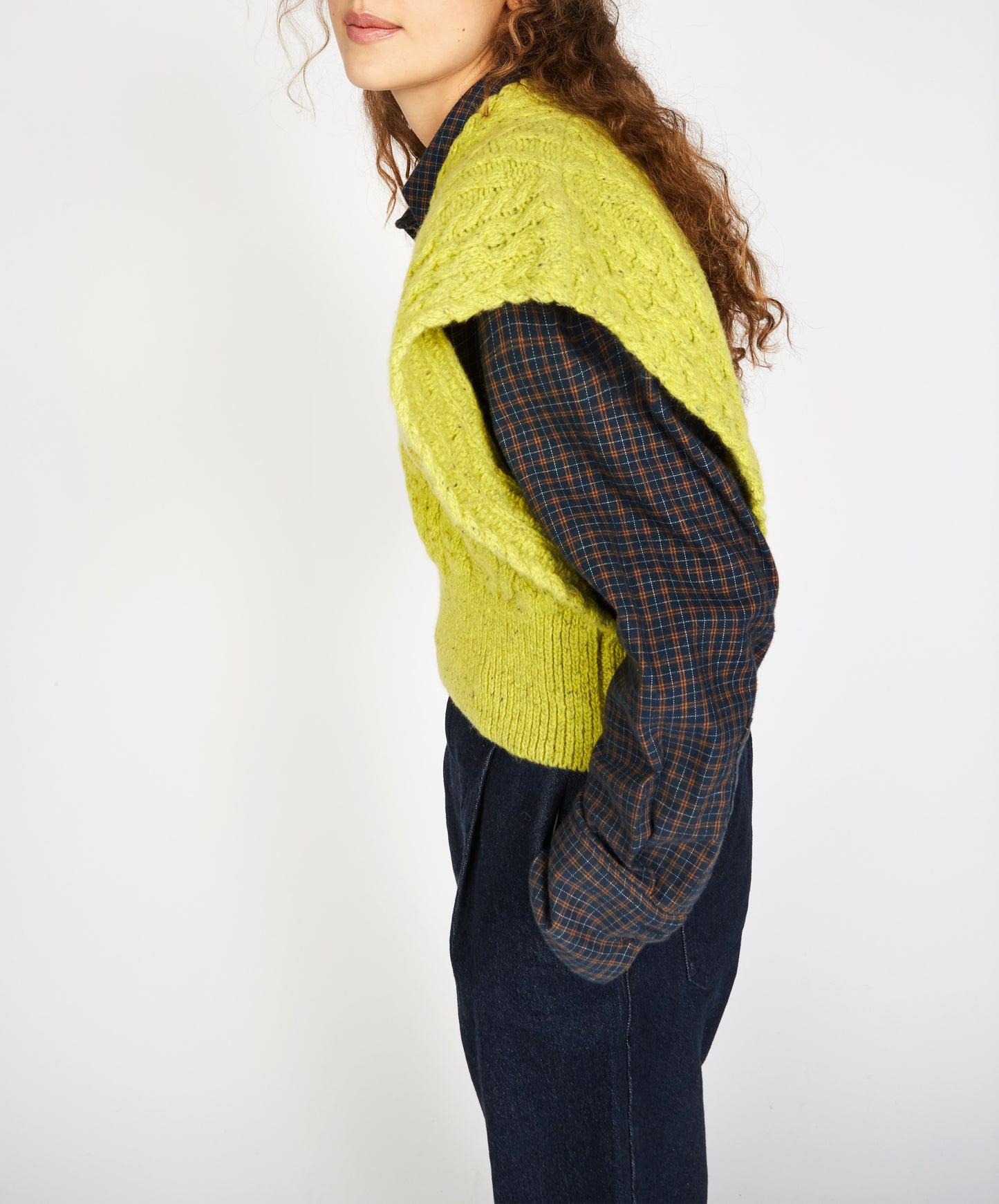 IrelandsEye Knitwear Farmleigh Diamond Vest Chartreuse