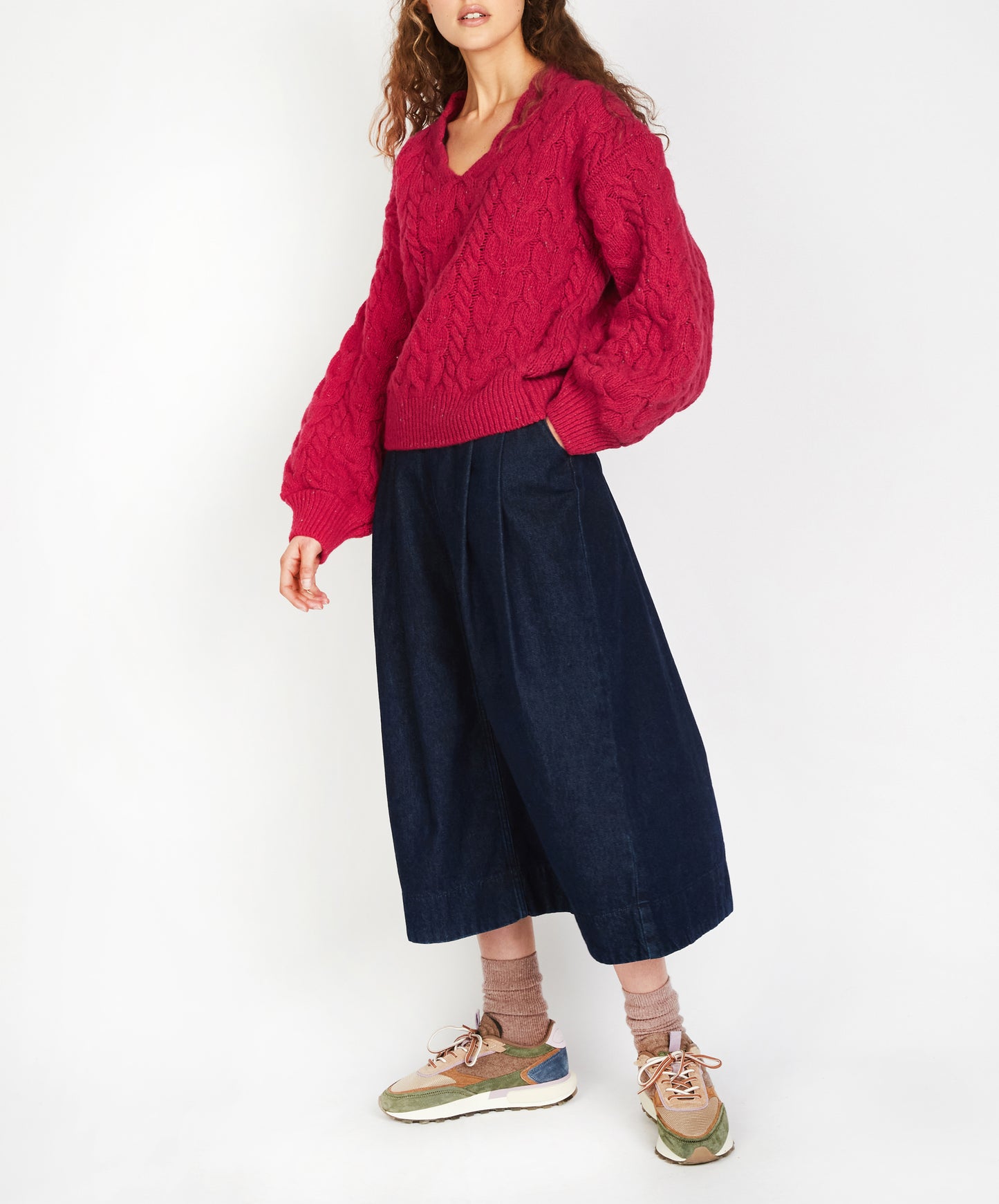 IrelandsEye Knitwear Hapenny Horseshoe Sweater Bramble Berry