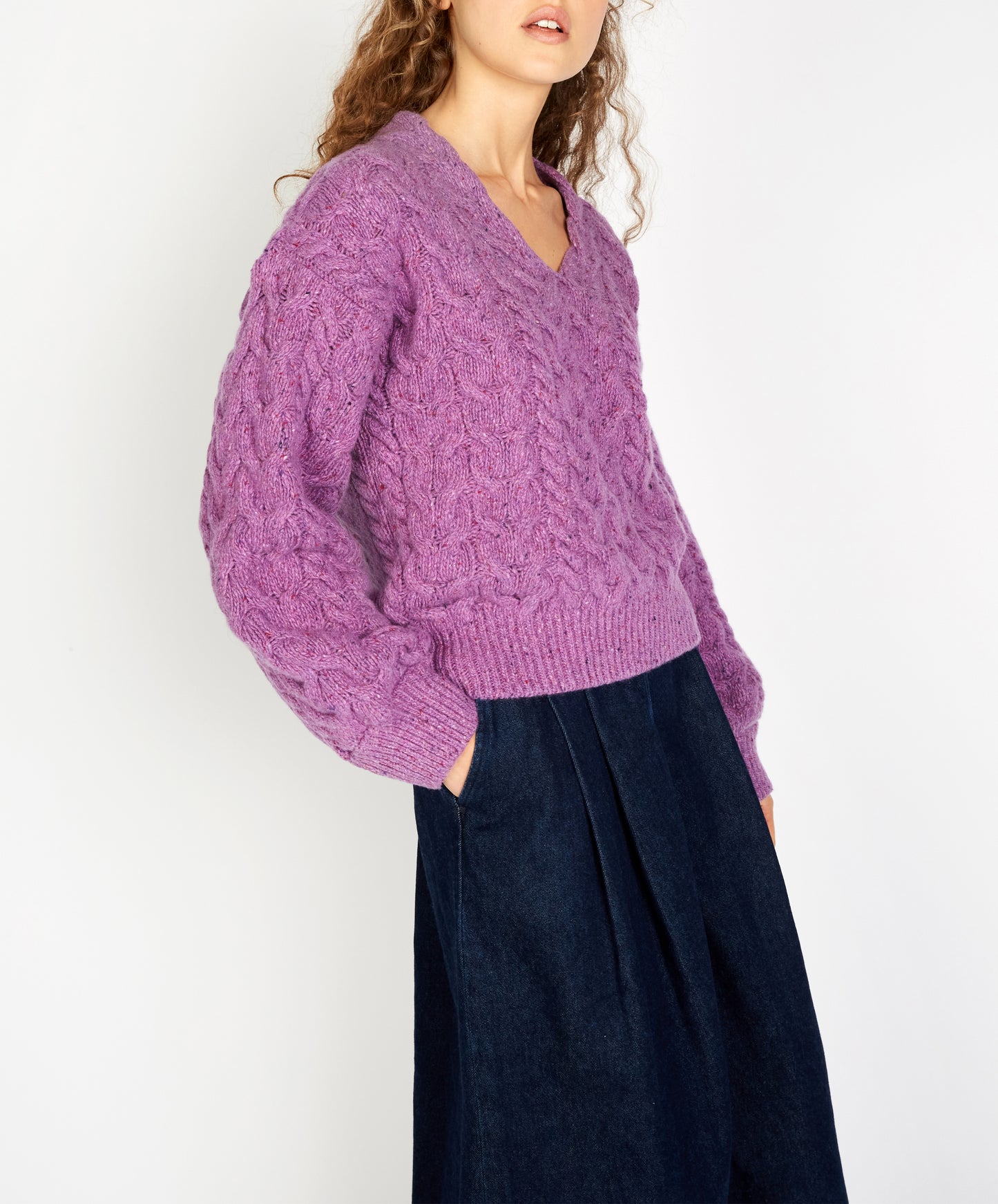 IrelandsEye Knitwear Hapenny Horseshoe Sweater Orchid