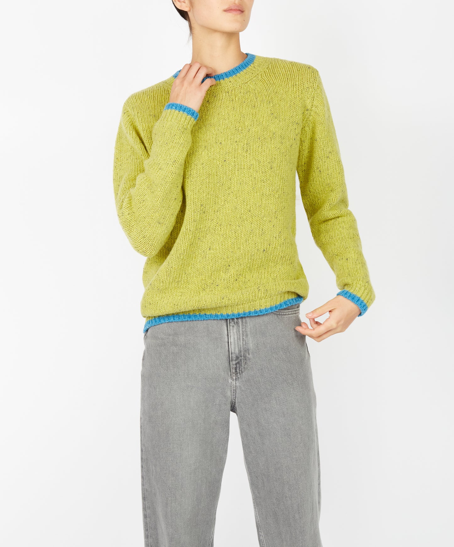 IrelandsEye Knitwear Slaney Crew Neck Sweater Chartreuse