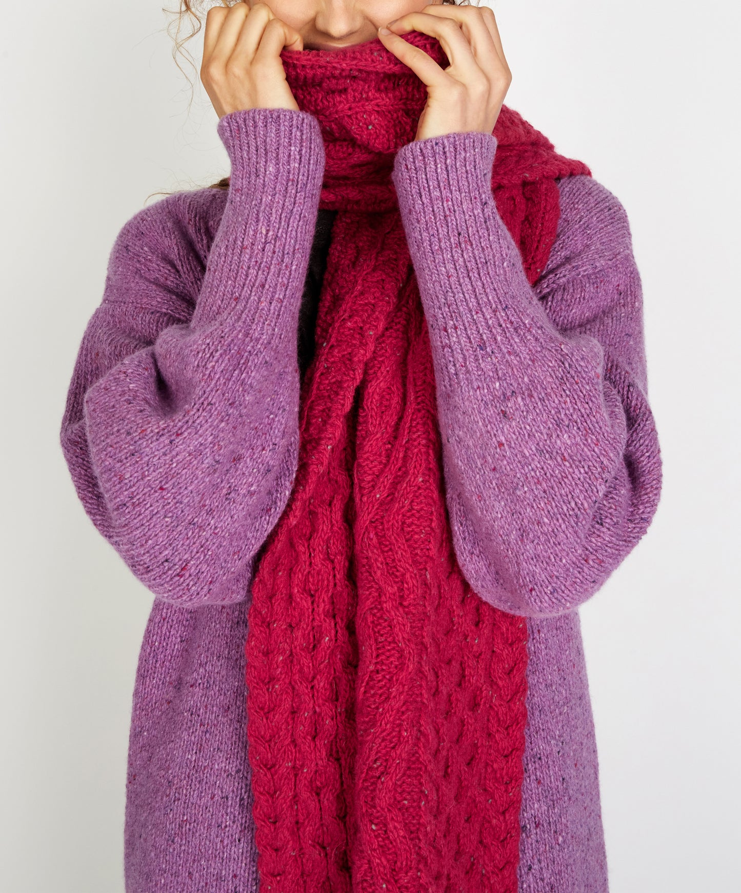 IrelandsEye Knitwear Lombard Diamond Scarf Bramble Berry