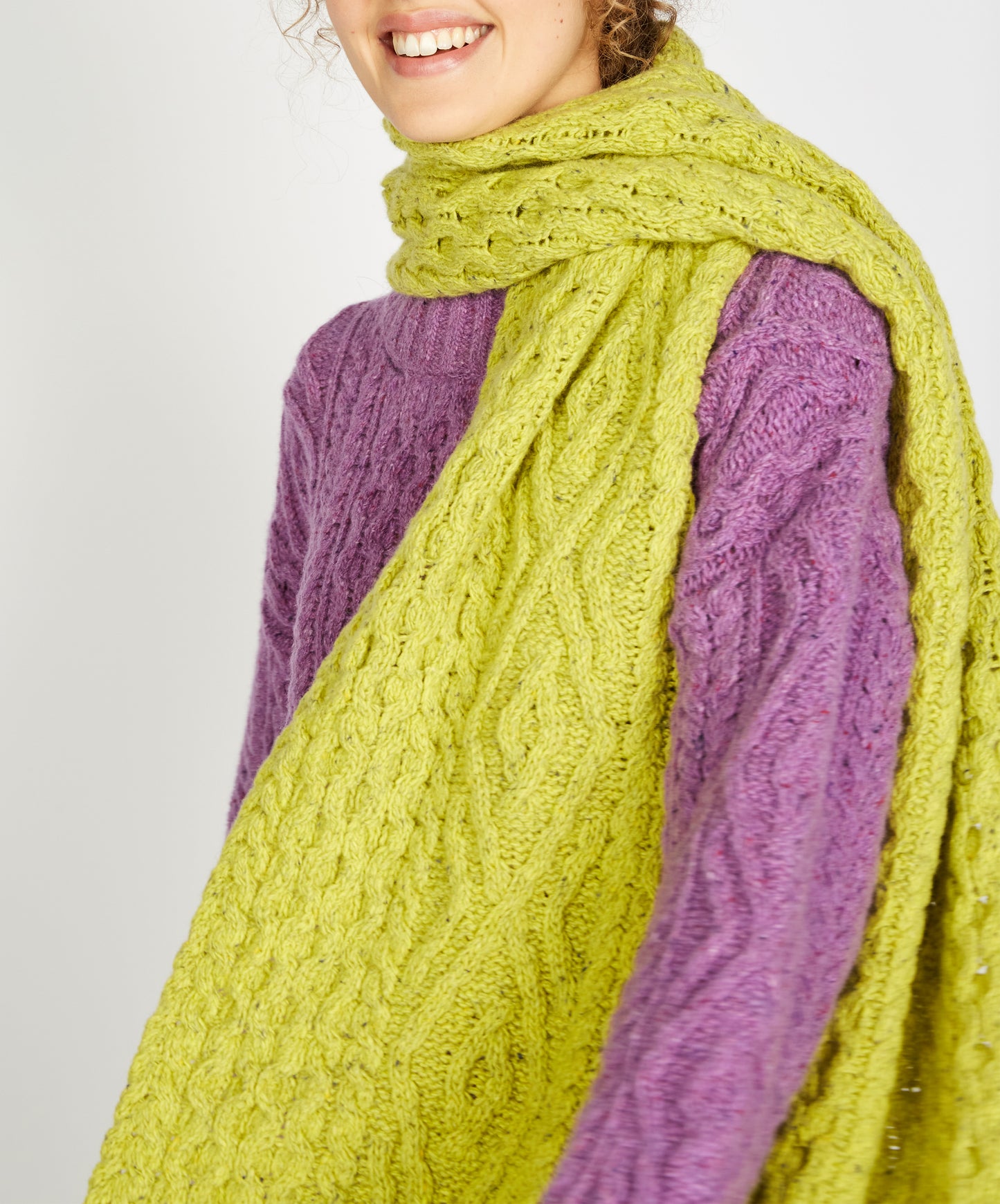 IrelandsEye Knitwear Lombard Diamond Scarf Chartreuse