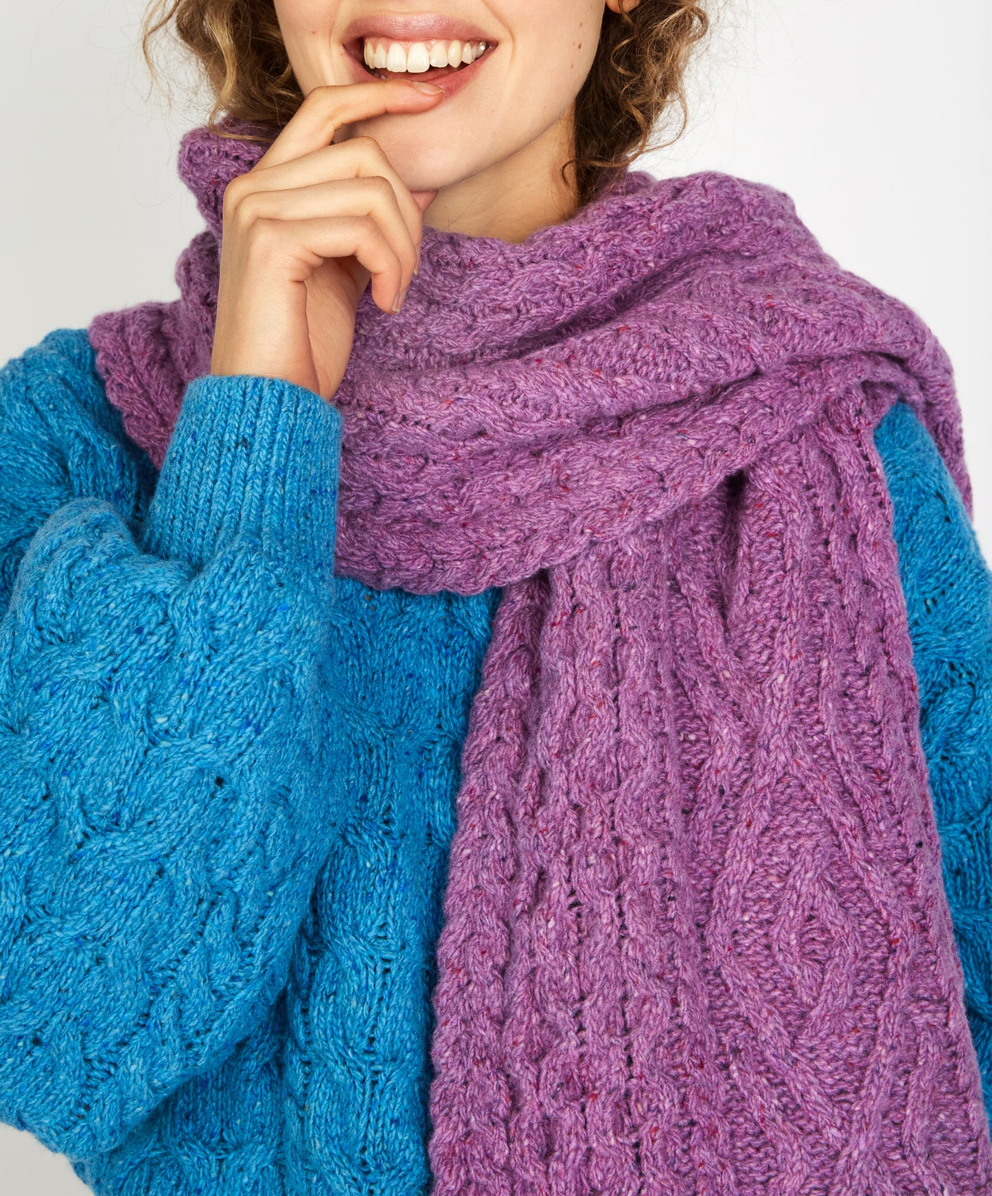 IrelandsEye Knitwear Lombard Diamond Scarf Orchid