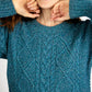 IrelandsEye Knitwear Rosehip Cable Knit Cropped Sweater Aquamarine