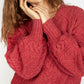 IrelandsEye Knitwear Rosehip Cable Knit Cropped Sweater Coral