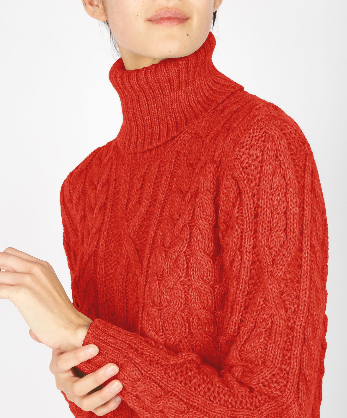 IrelandsEye Knitwear Juniper Aran Polo Neck Orange Marl