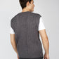 IrelandsEye Knitwear Mens Birch Aran V-Neck Vest in Steel Marl