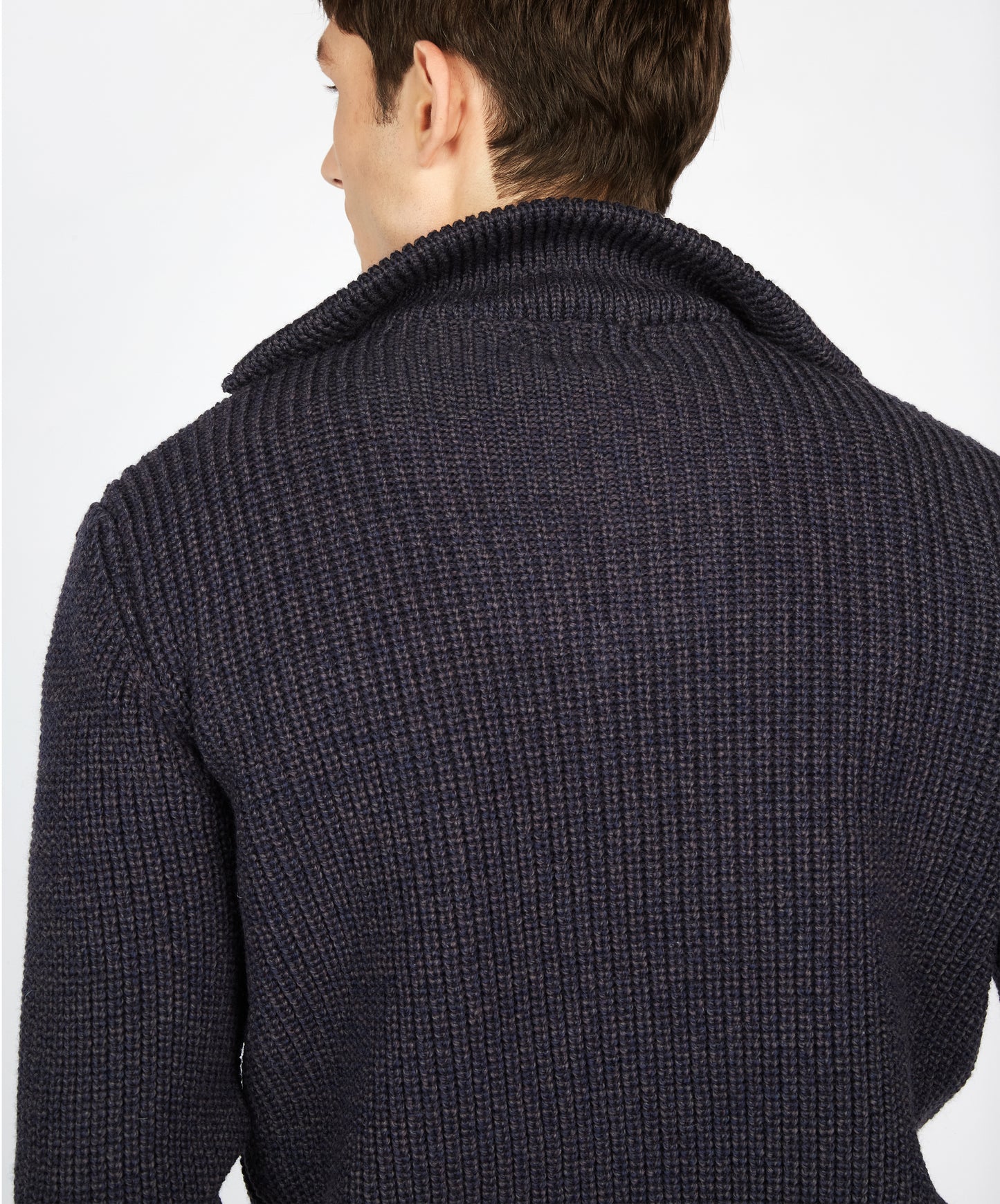 IrelandsEye Knitwear Owenroe Ribbed Troyer Sweater Navy Marl
