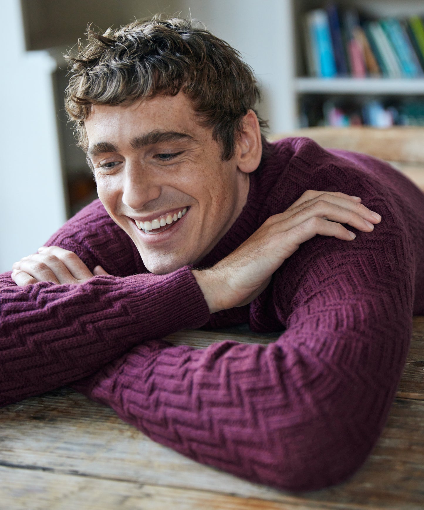 IrelandsEye Knitwear Villiers Textured Raglan Sweater Currant