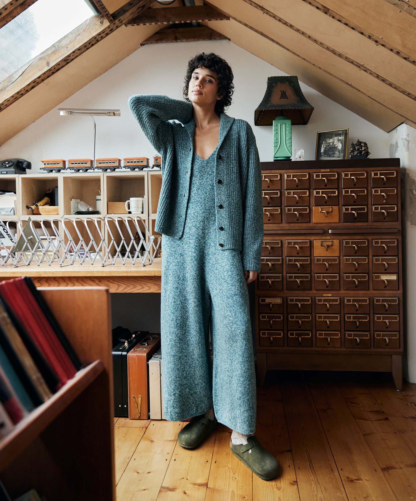 IrelandsEye Knitwear Sanderling Jumpsuit & Robin Shawl Cardigan Larimar