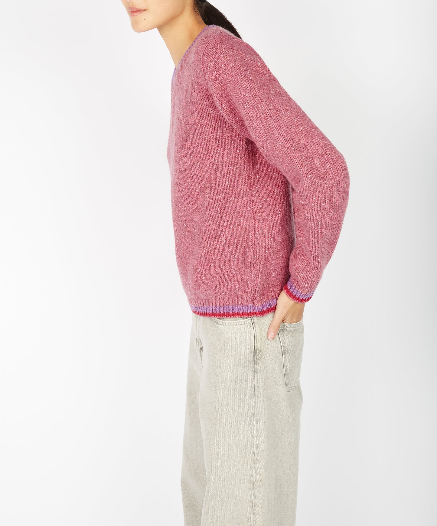IrelandsEye Knitwear Mespil V neck Bubblegum Pink