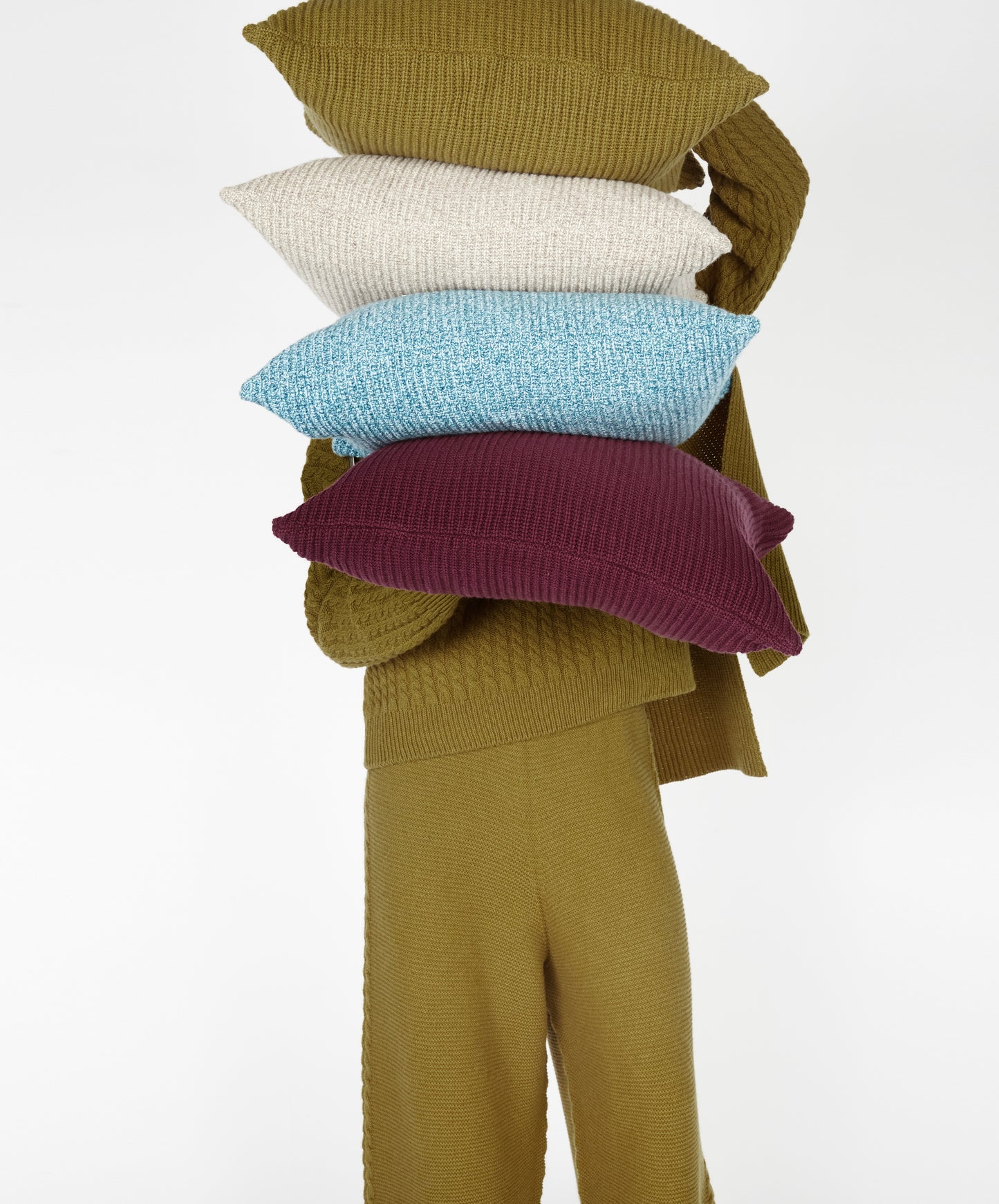 IrelandsEye Knitwear Havilah Cushion Cover Bone, Currant, Eggshell, Khaki and Larimar