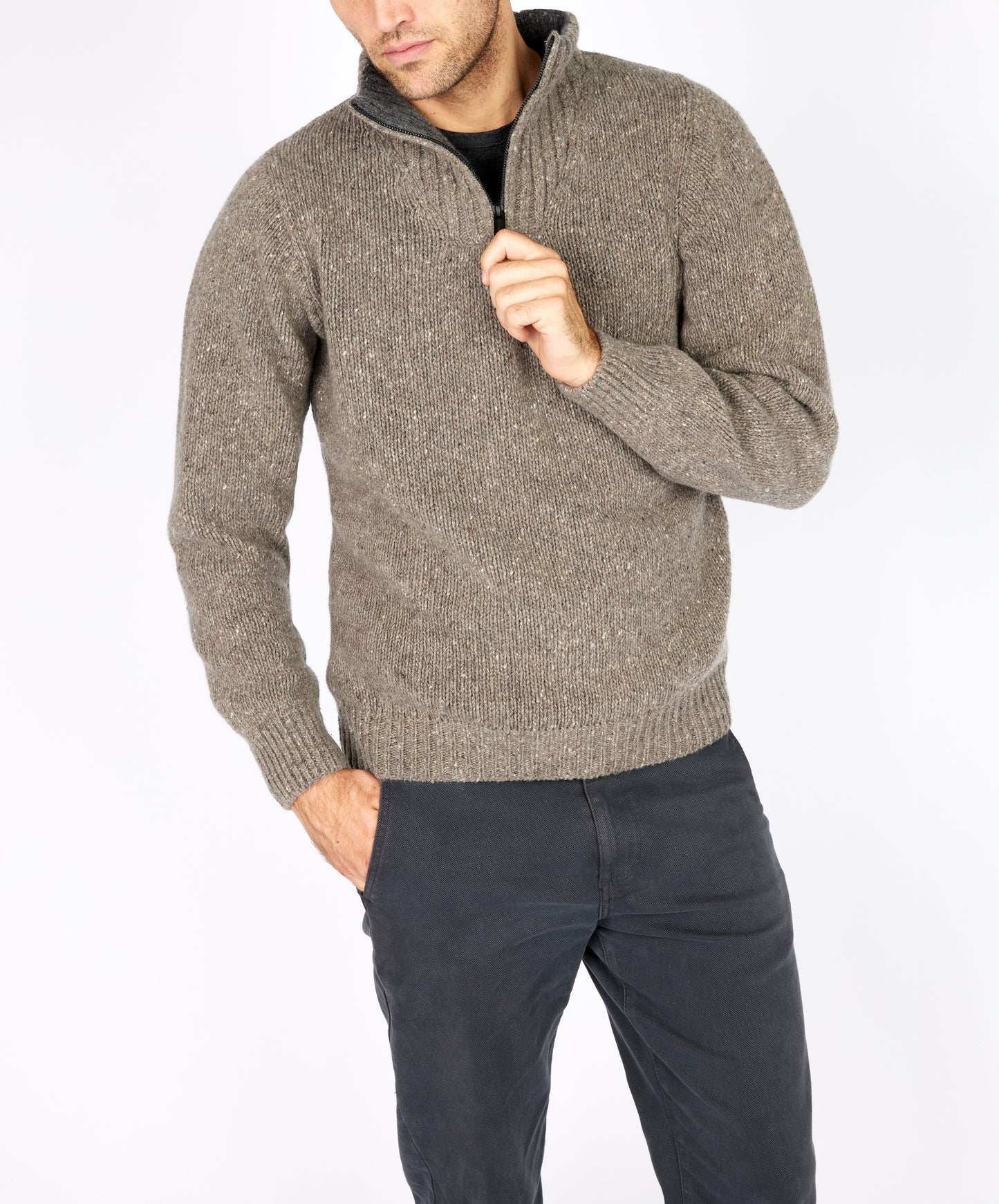 IrelandsEye Knitwear Glenstone Troyer Sweater Rocky Ground