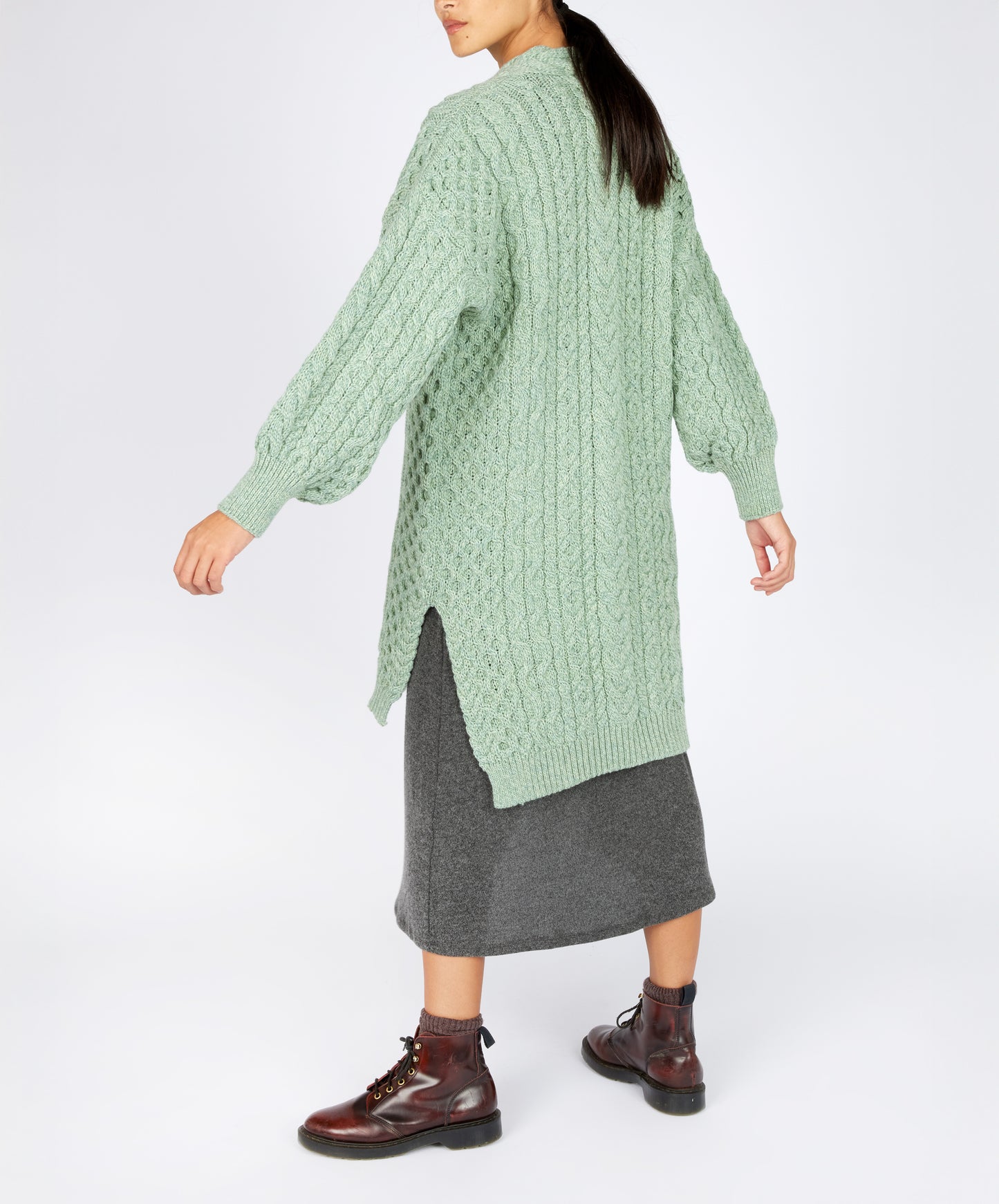 IrelandsEye Knitwear The 'Talulla' Cardigan Sage Marl