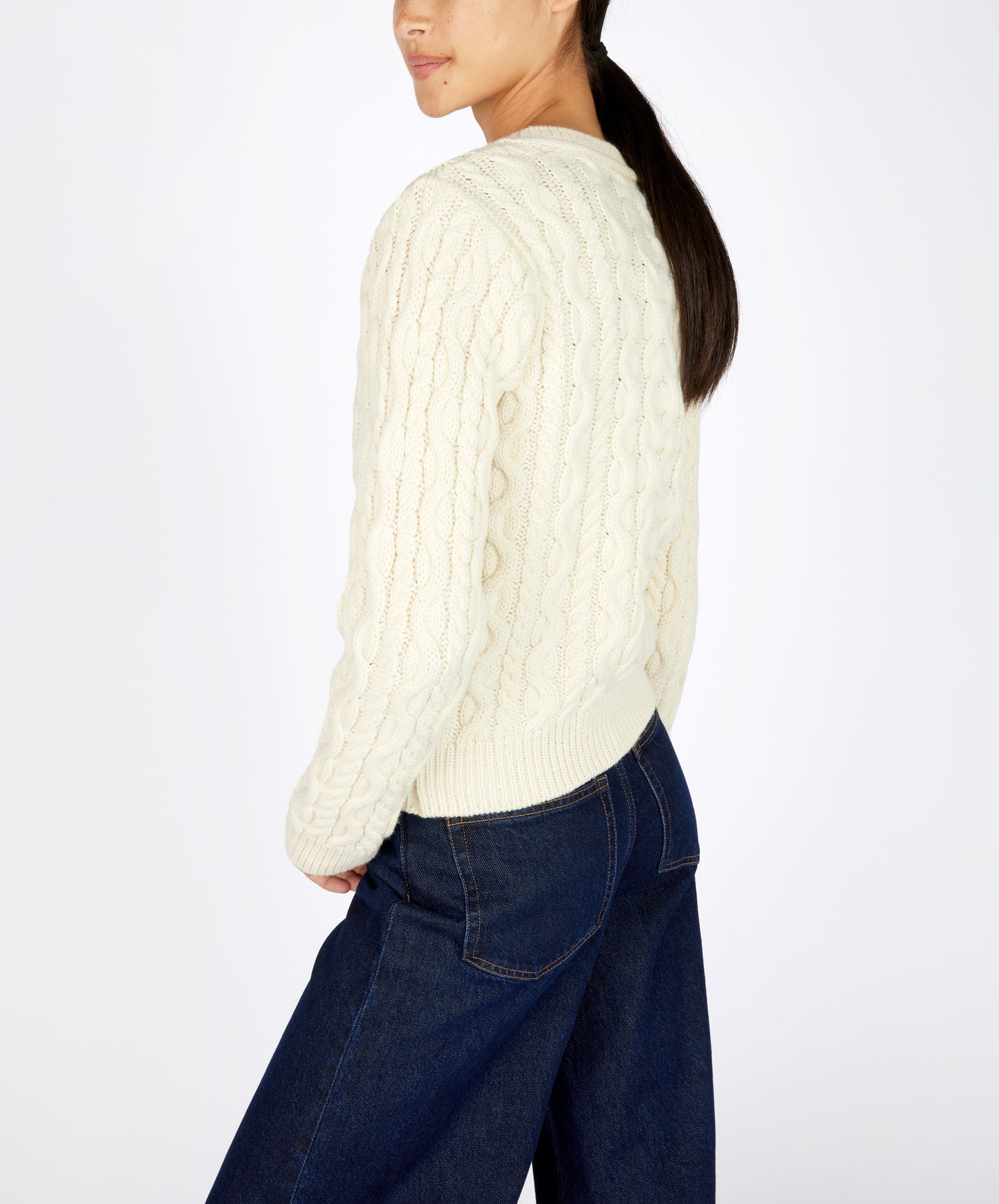 IrelandsEye Knitwear The 'Dana' Cable Crew Neck Natural