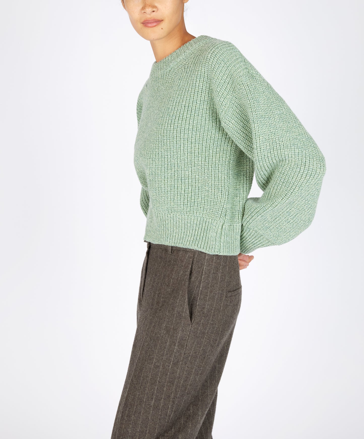 IrelandsEye Knitwear The 'Nuada' Crew Neck Sage Marl