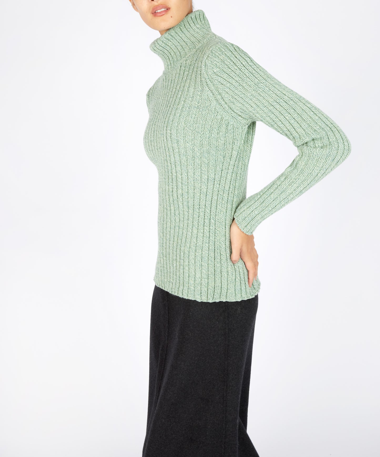 IrelandsEye Knitwear The 'Rylee' Polo Neck Sage Marl
