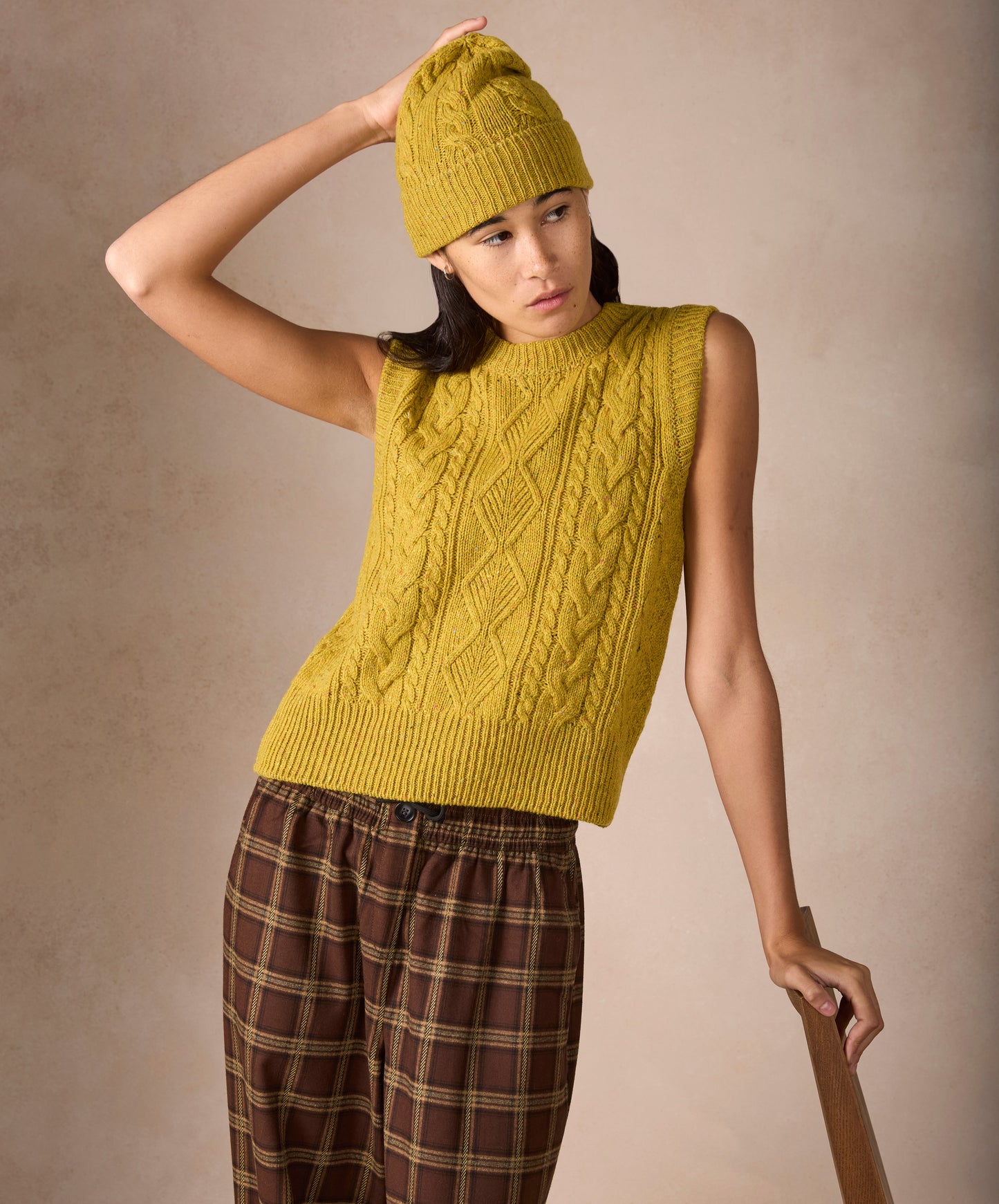 IrelandsEye Knitwear The 'Callie' Cable Vest Lichen