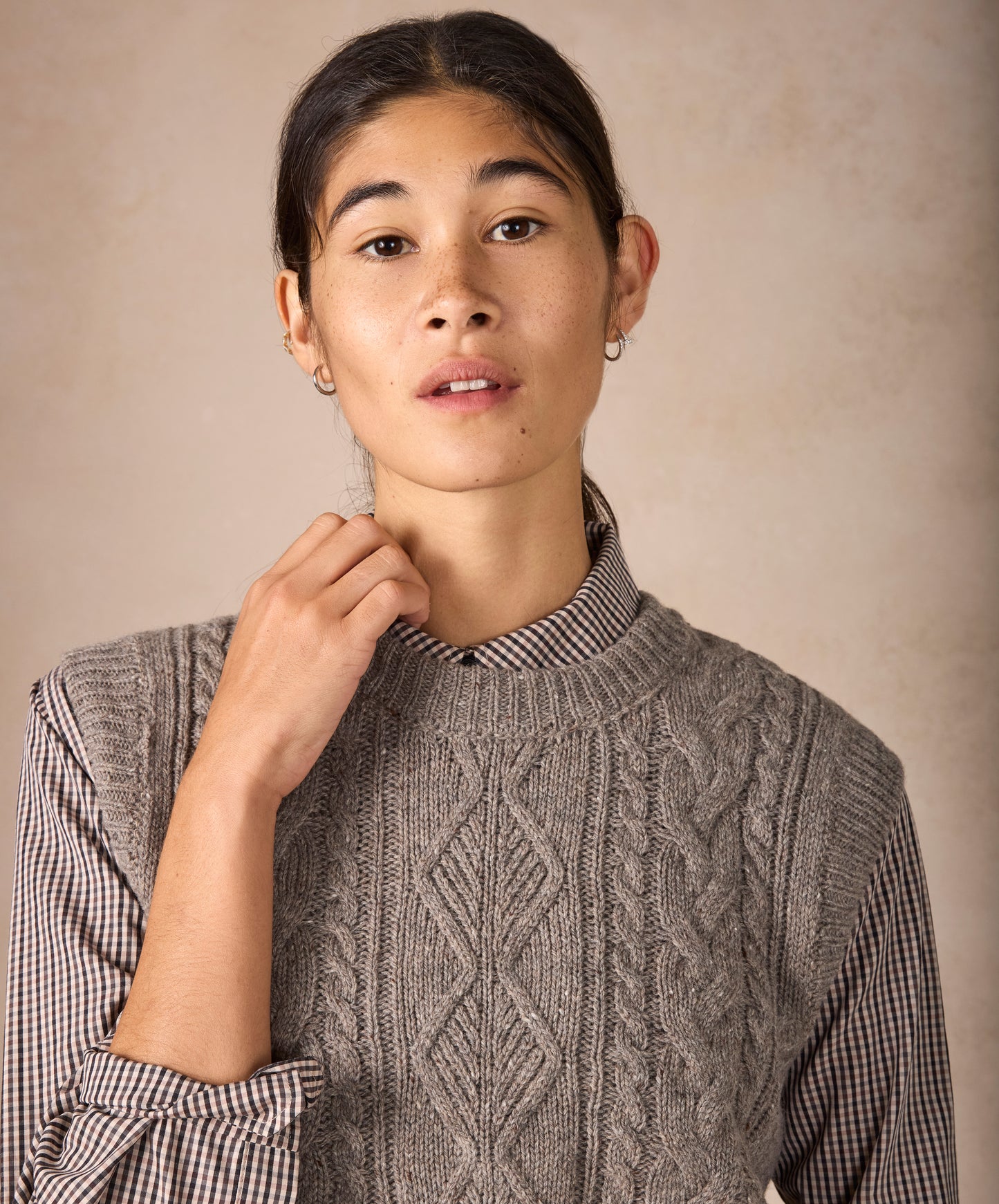 IrelandsEye Knitwear The 'Callie' Cable Vest Rocky Ground