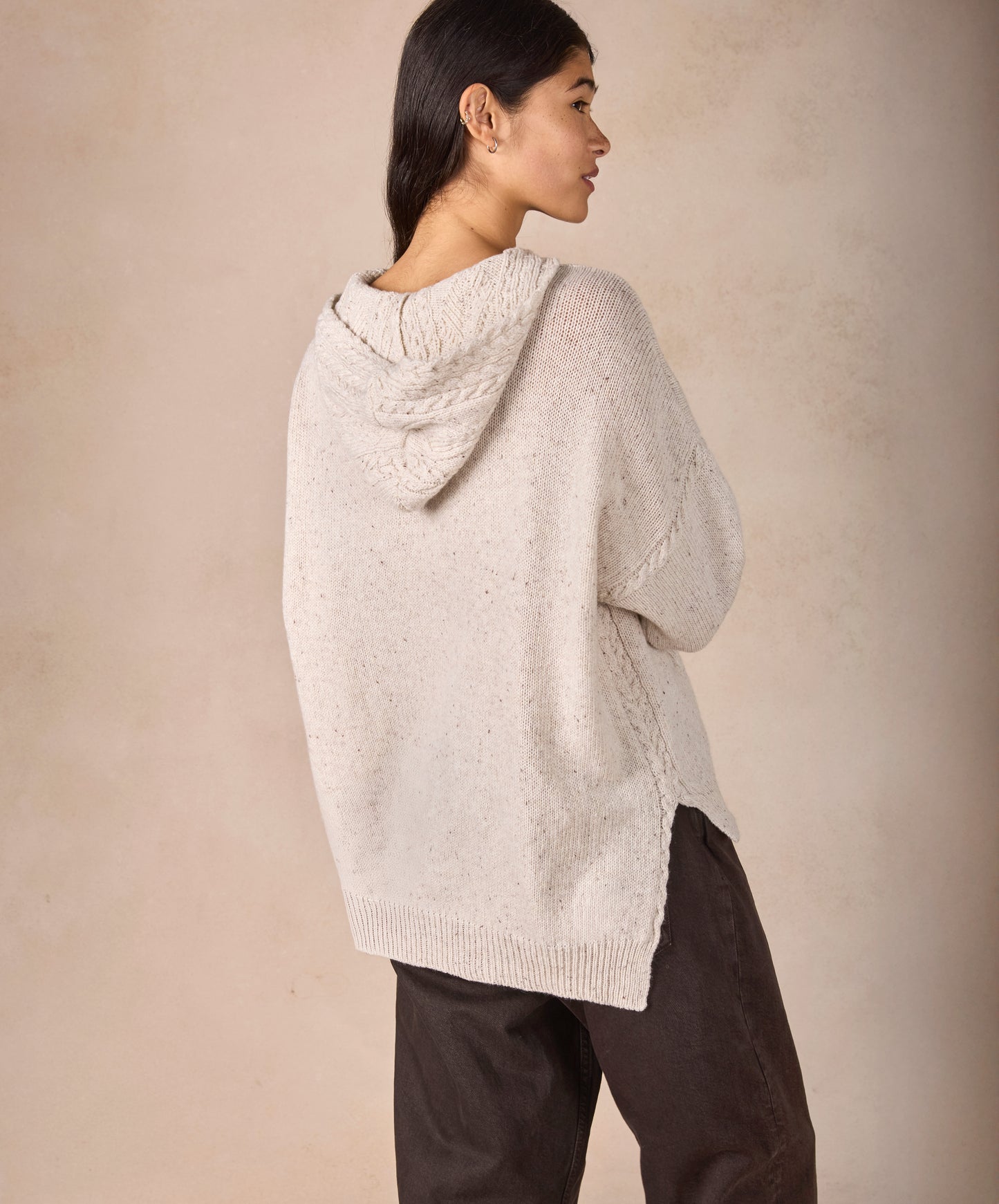 IrelandsEye Knitwear The 'Ada' Cable Hoodie Chalkstone