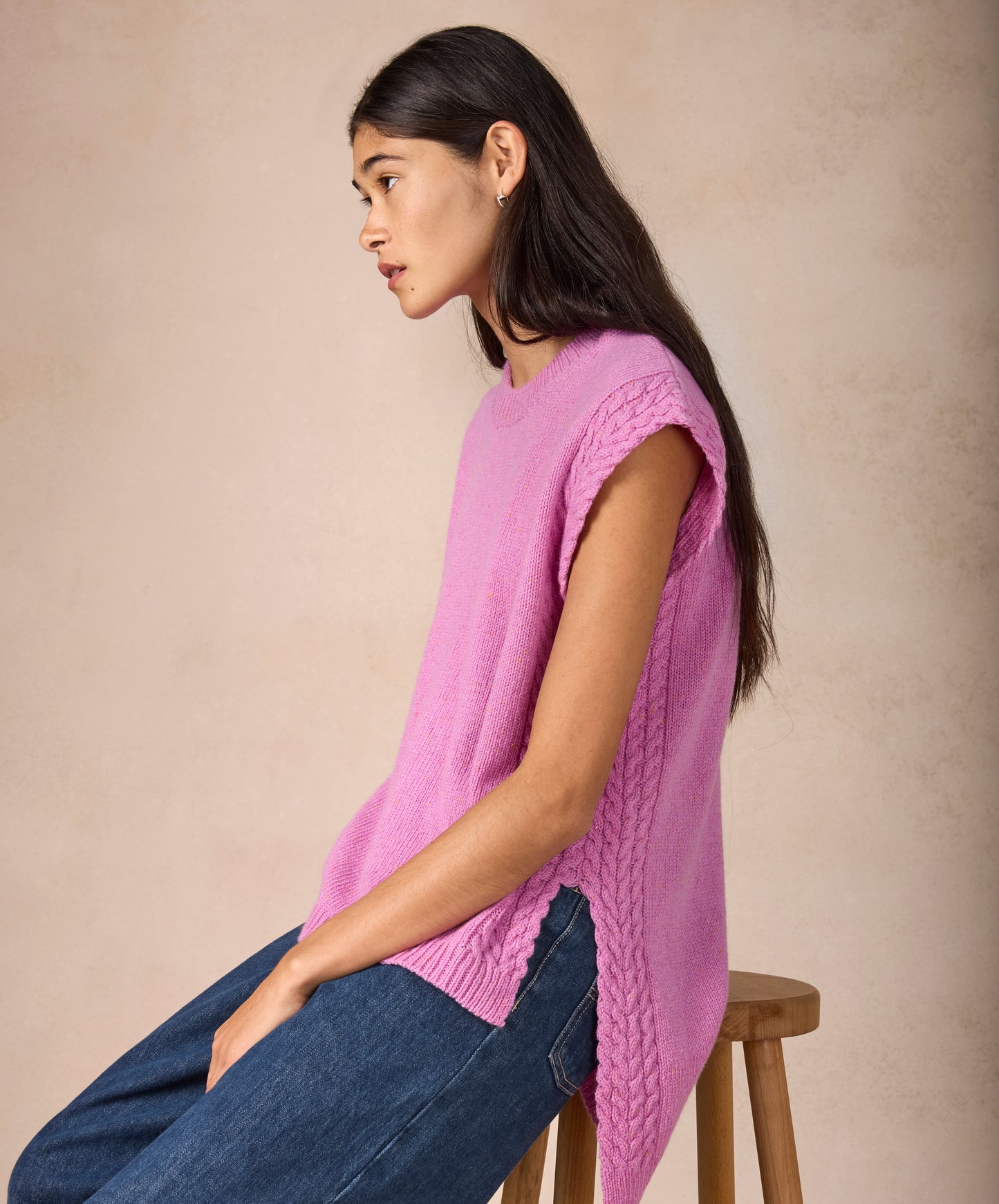 IrelandsEye Knitwear The 'Orla' Cable Vest Heather