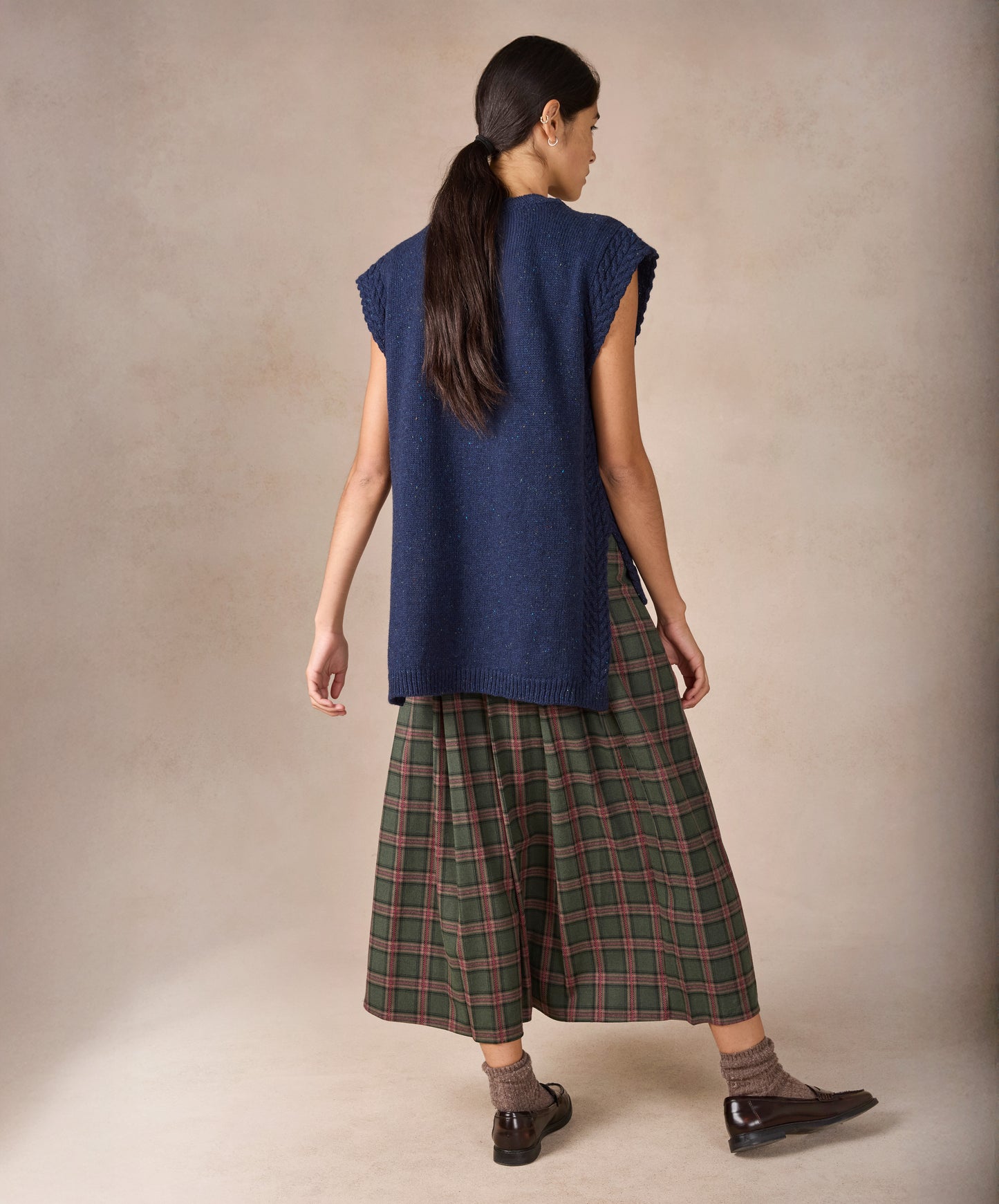 IrelandsEye Knitwear The 'Orla' Cable Vest Rich Navy