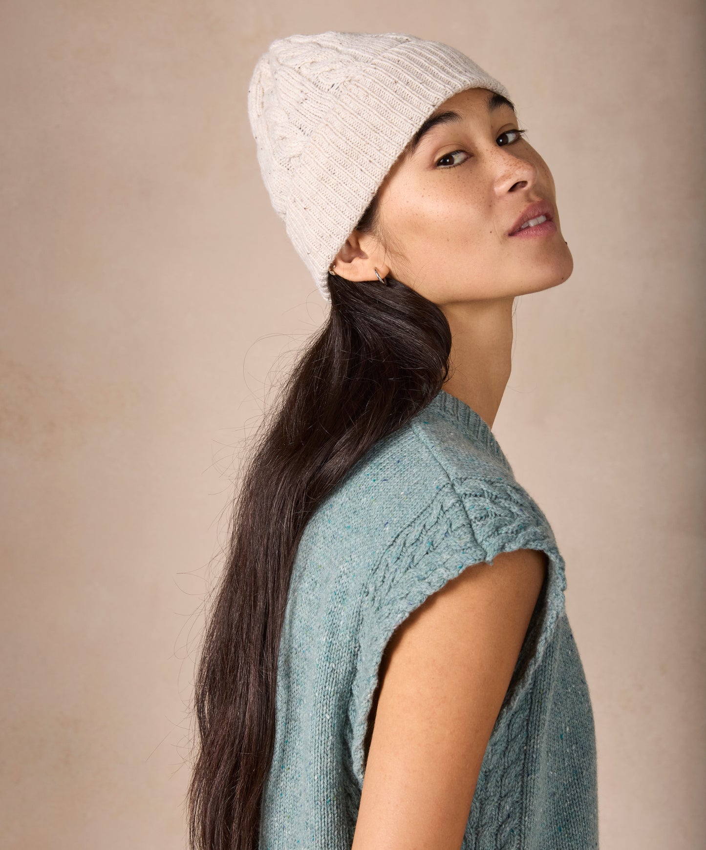 IrelandsEye Knitwear The 'Orla' Cable Vest Ocean Mist
