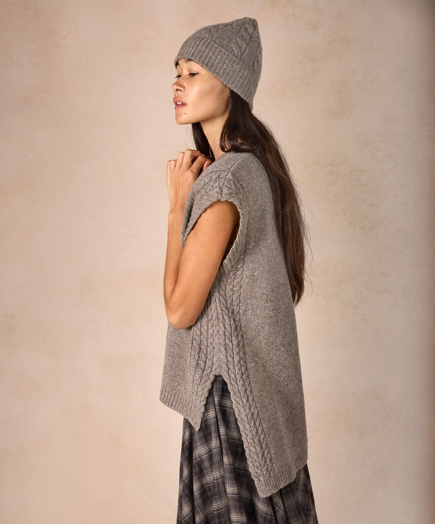 IrelandsEye Knitwear The 'Orla' Cable Vest Rocky Ground