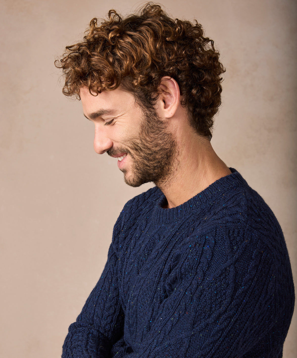 The Carraroe Cashmere Cable Crew Neck Jumper Rich Navy