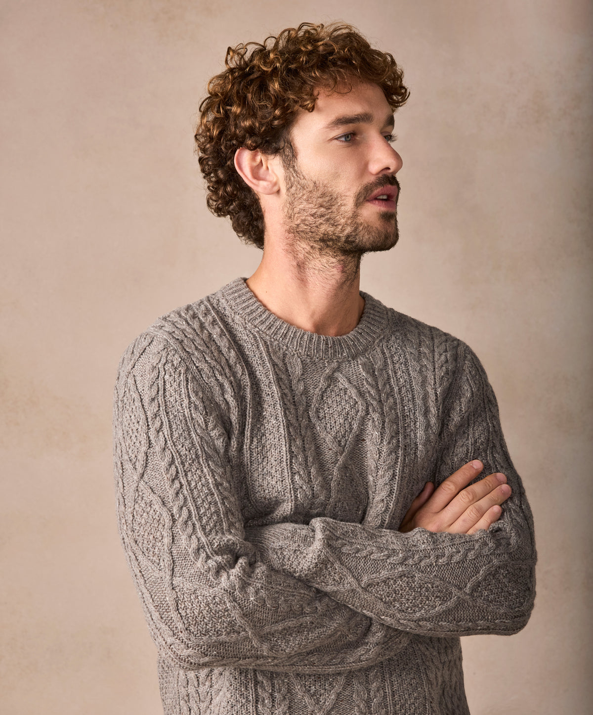 The Carraroe Cashmere Cable Crew Neck Jumper Rocky Ground