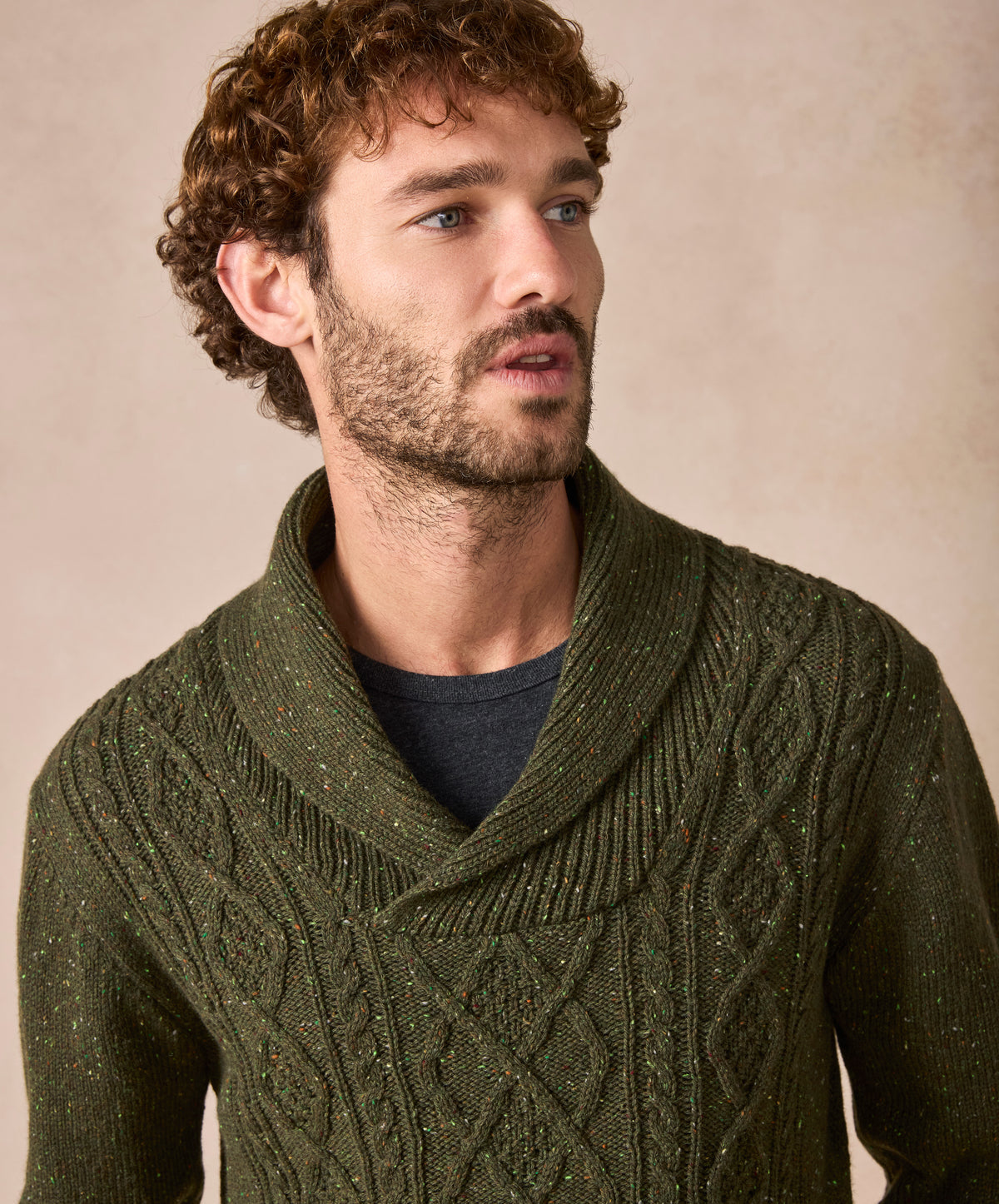 The Salthill Cashmere Shawl Neck Sweater Loden