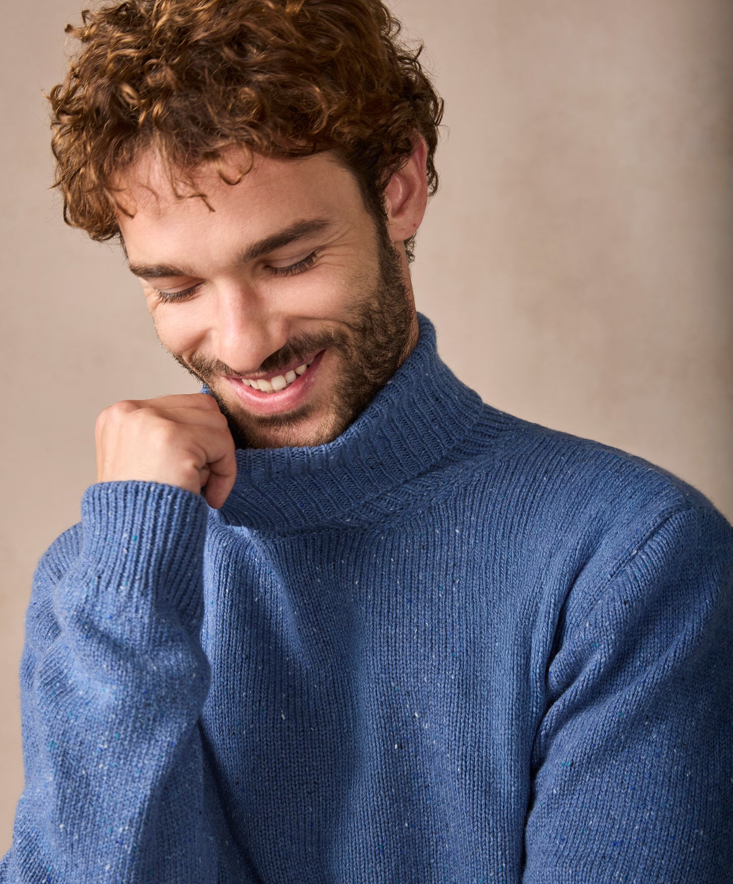 The Portlaw Cashmere Polo Neck Jumper Blue Ocean