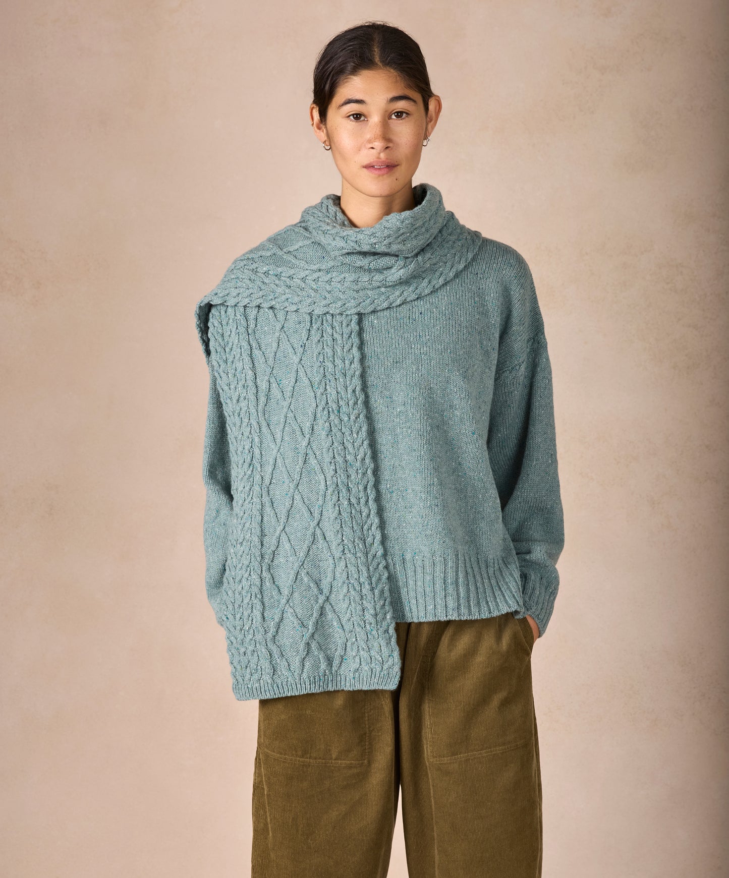 IrelandsEye Knitwear The 'Sonny' Horseshoe Scarf Ocean Mist