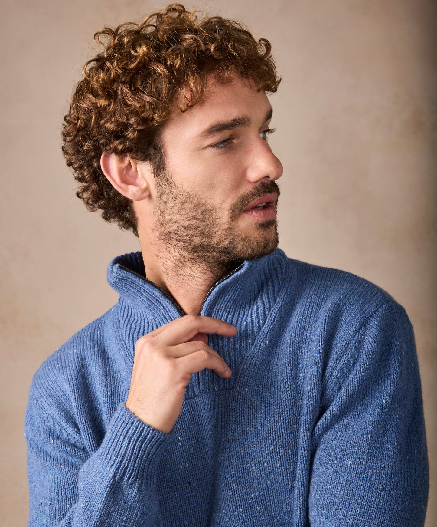 The Tullow Cashmere Half Zip Jumper Blue Ocean