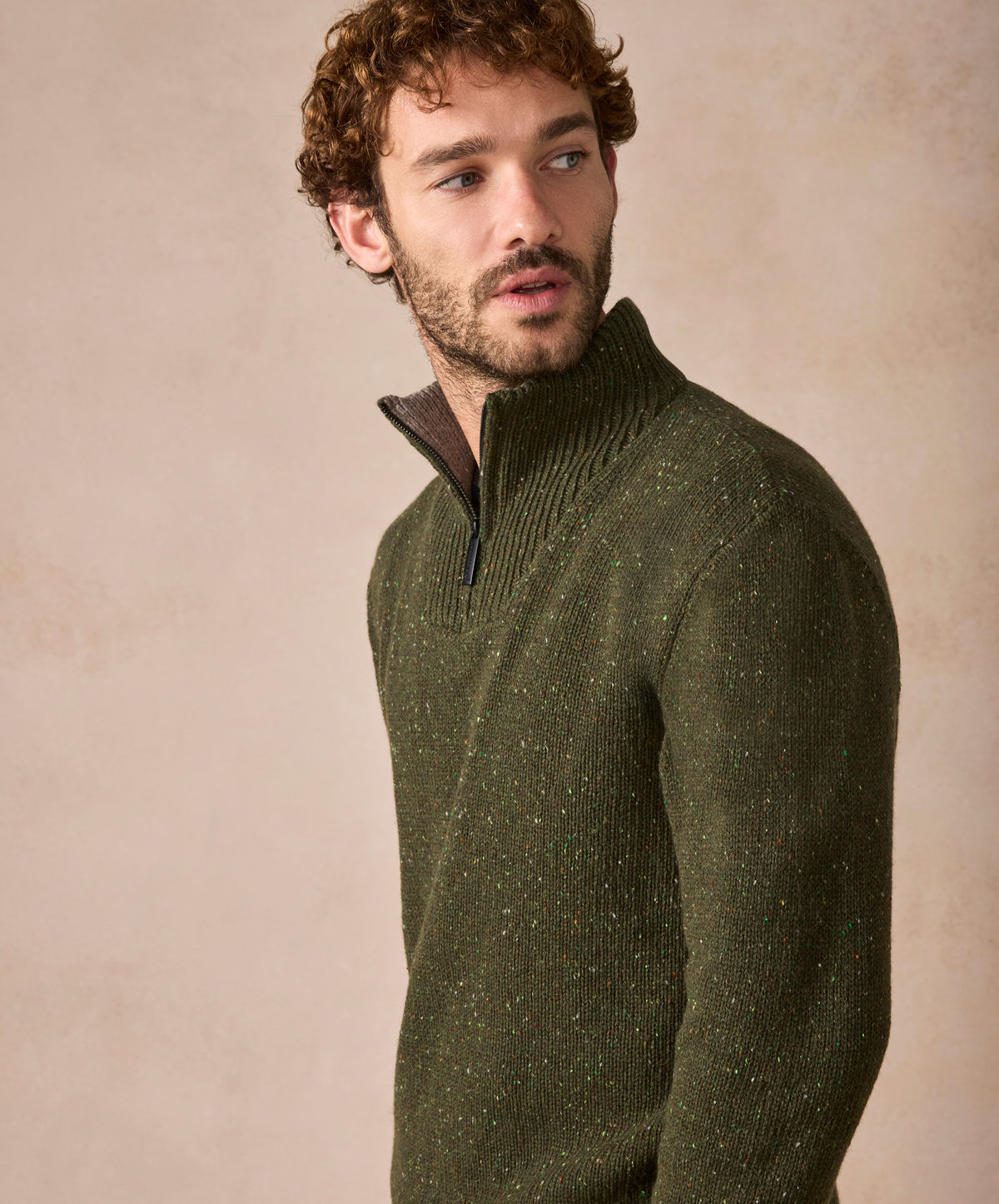 The Tullow Cashmere Half Zip Jumper Loden