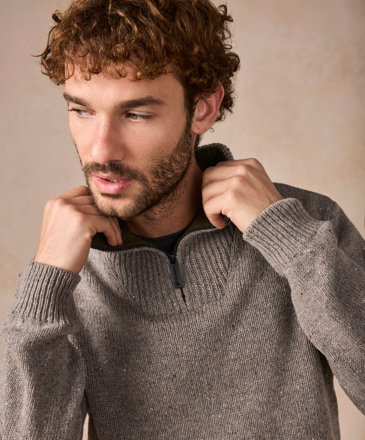 The Tullow Cashmere Half Zip Jumper Rocky Ground