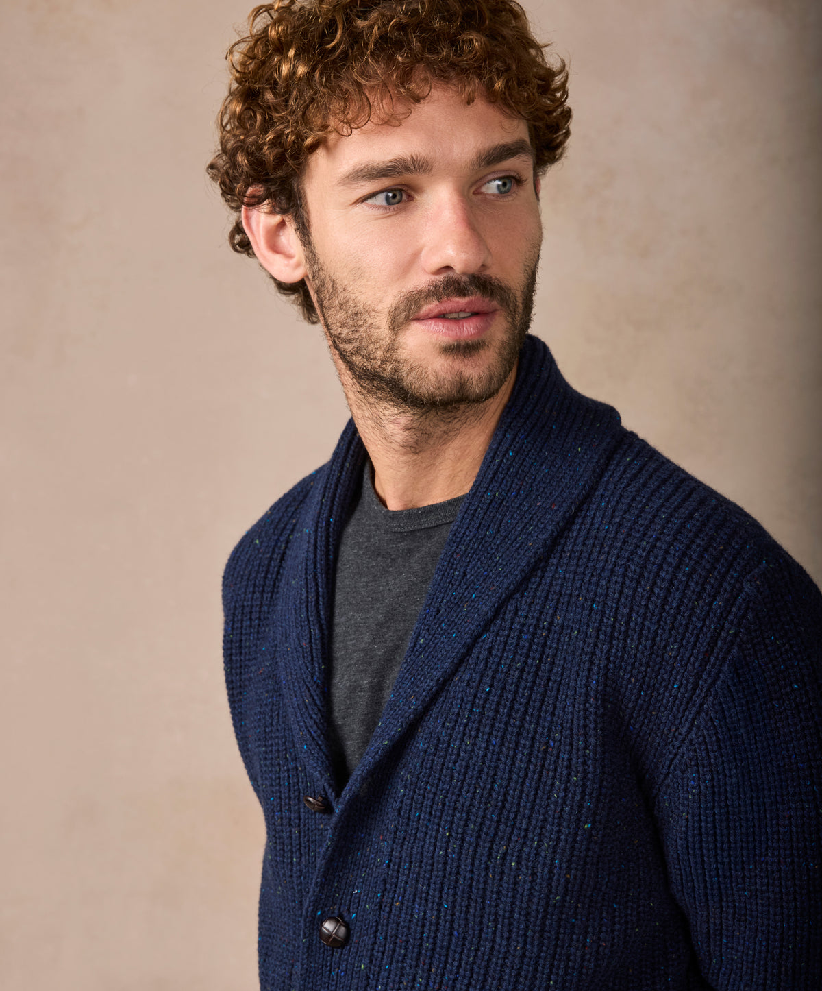The Ruan Cashmere Shawl Cardigan Rich Navy