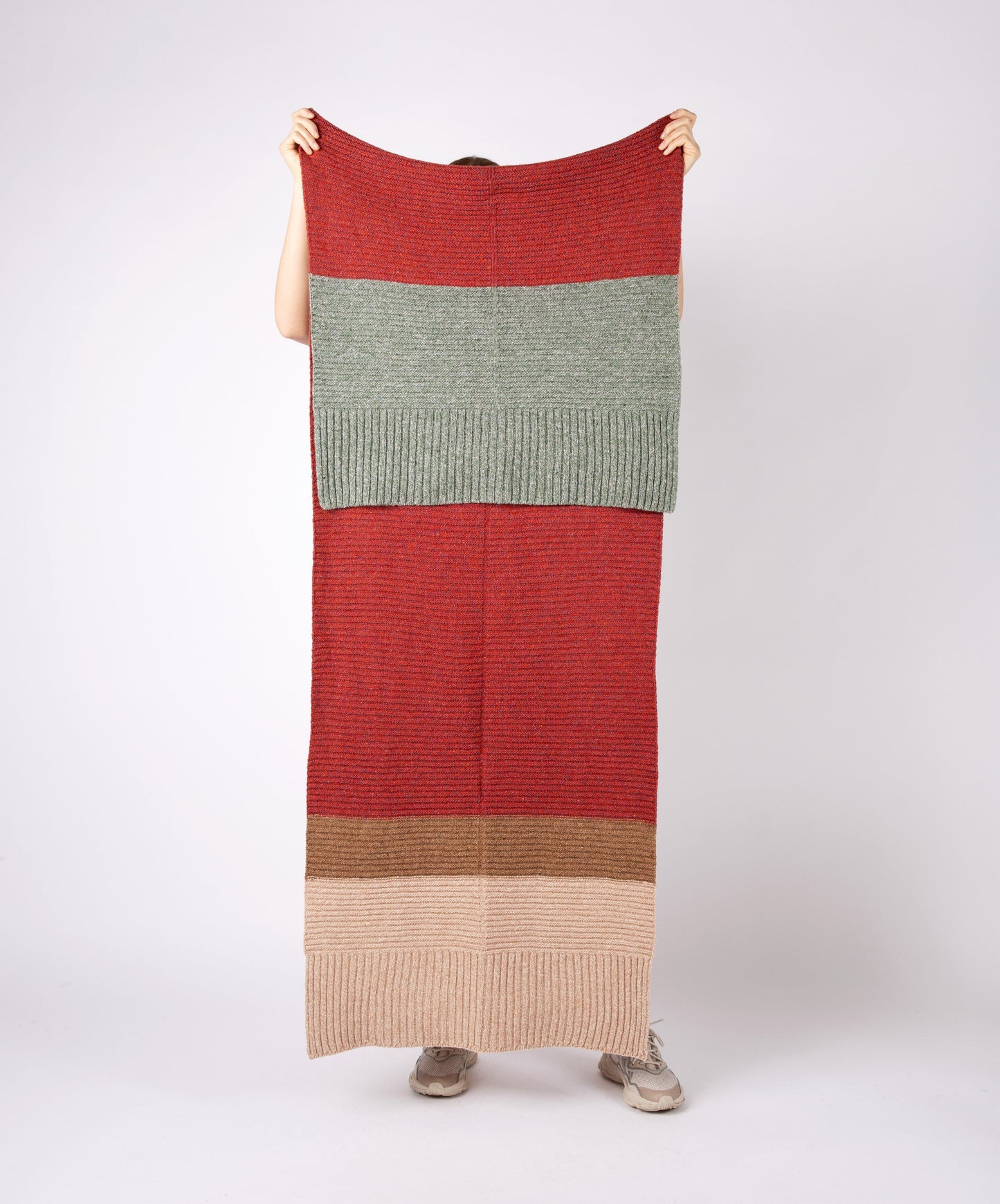 IrelandsEye Knitwear Elder Contrast Panel Wrap in Biscuit-Seashell