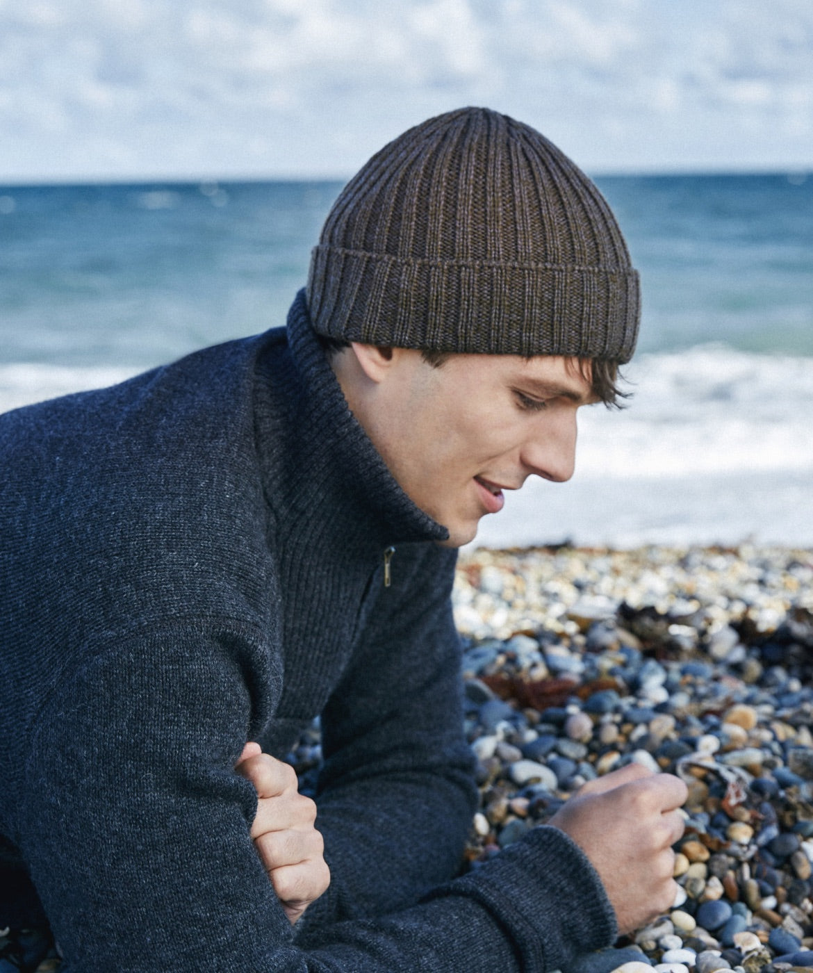 IrelandsEye Knitwear Ribbed Merino Hat Forest Marl