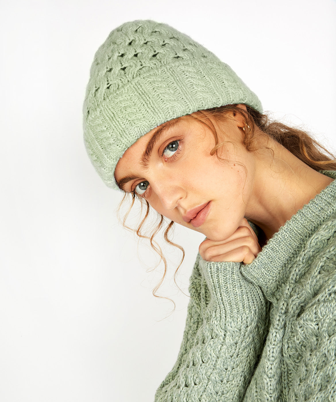 IrelandsEye Knitwear Aran Hat Sage Marl