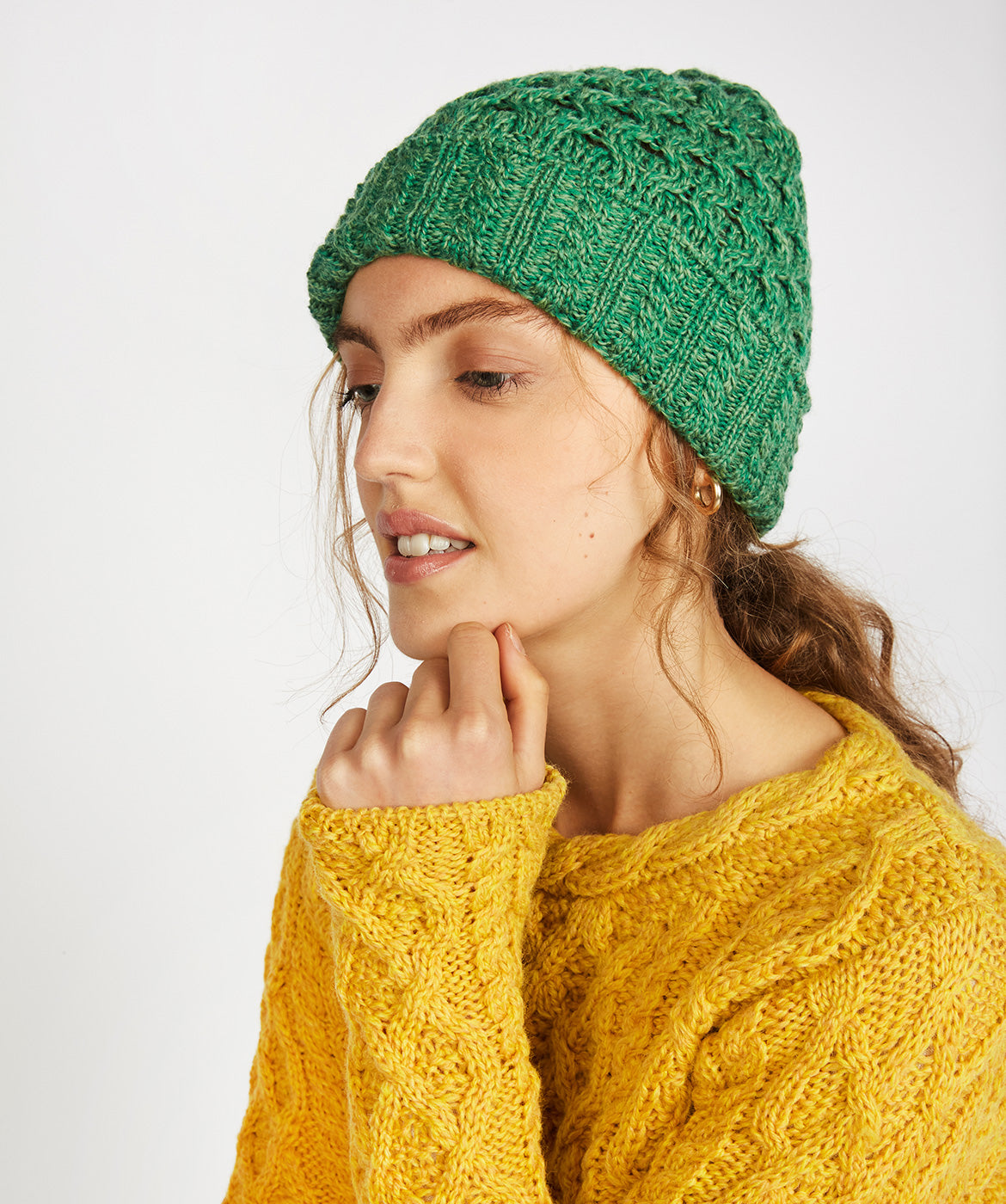 IrelandsEye Knitwear Aran Hat Green Marl